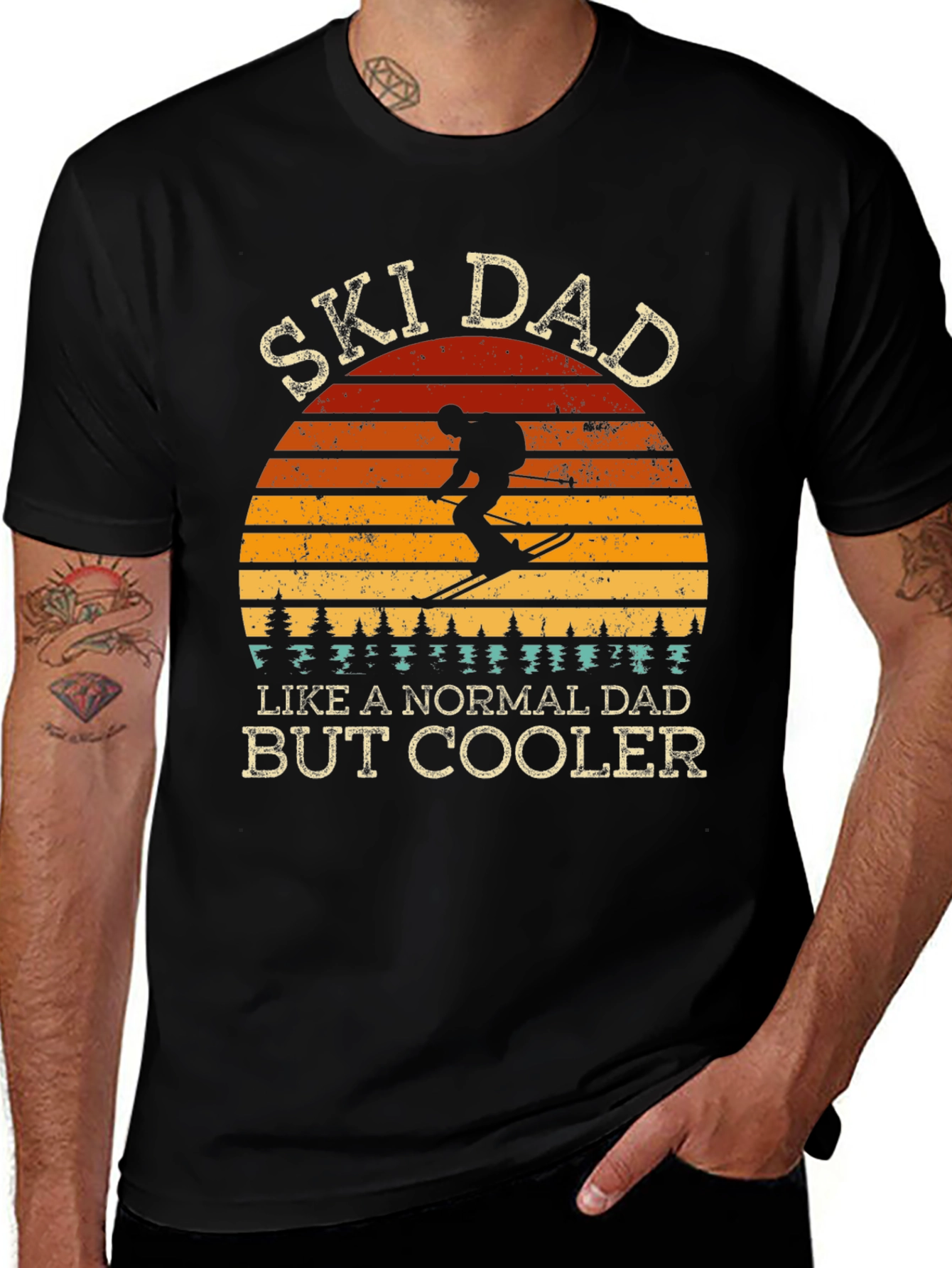 Ski Dad T-Shirt - Retro Sunset Style
