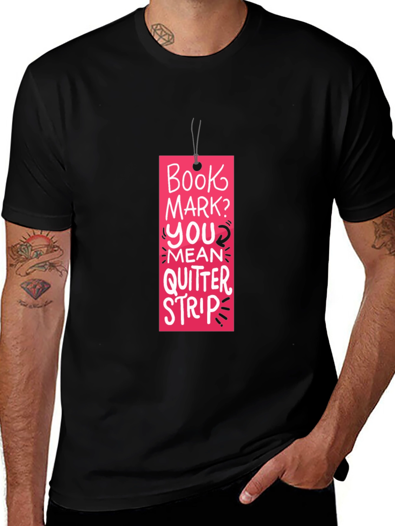 Variant 14 of Book Mark? T-Shirt: Funny Reading Quitter Strip Tee
