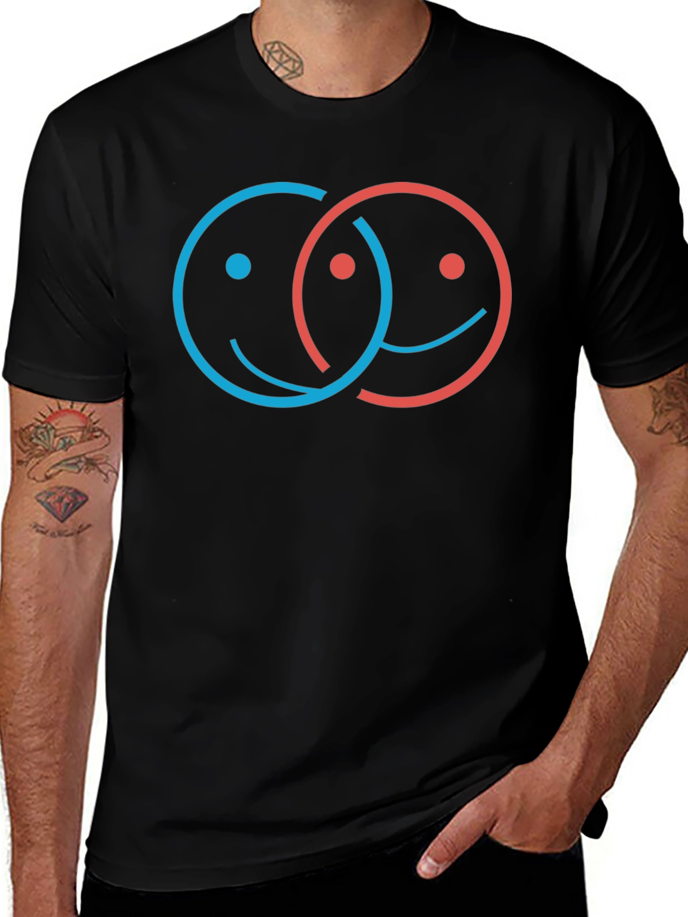Variant 21 of Linked Smiles Graphic Tee - Black