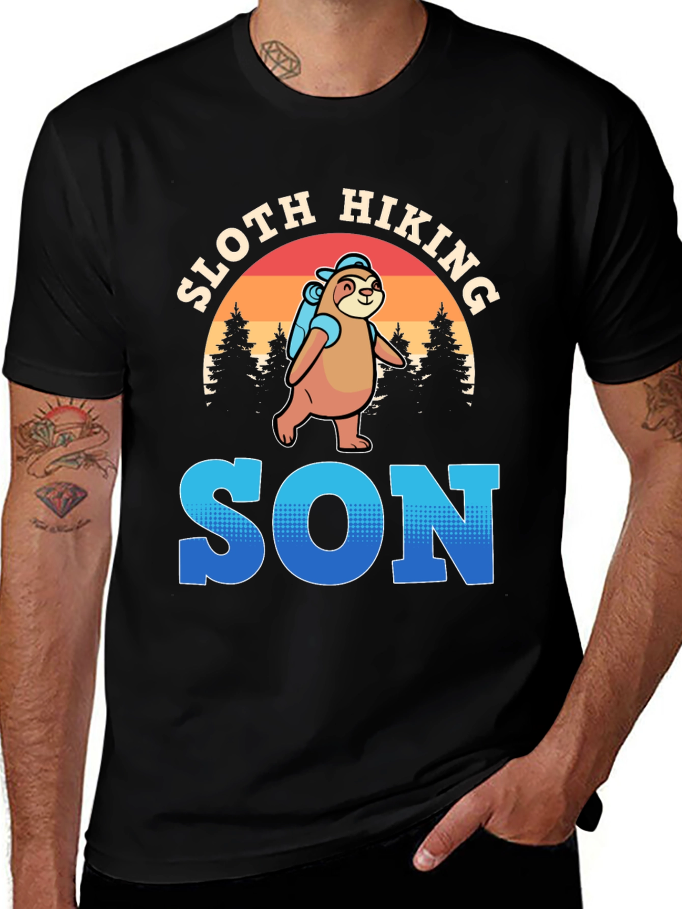 Variant 2 of Sloth Hiking Son T-Shirt