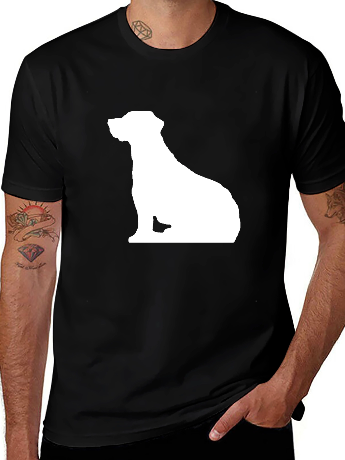 Variant 14 of Dog Silhouette T-Shirt - Classic Black Tee