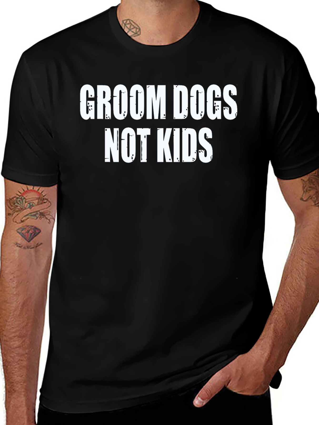 Variant 9 of Groom Dogs Not Kids T-Shirt Black Humor Tee