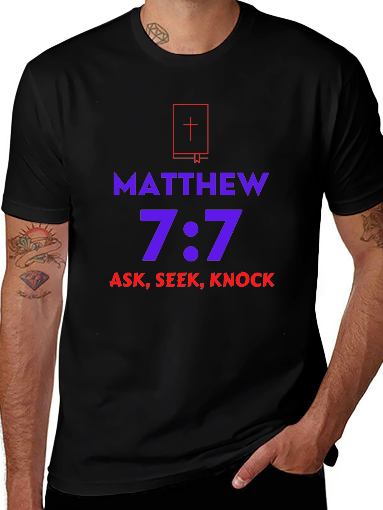 Matthew 7:7 Ask, Seek, Knock T-Shirt
