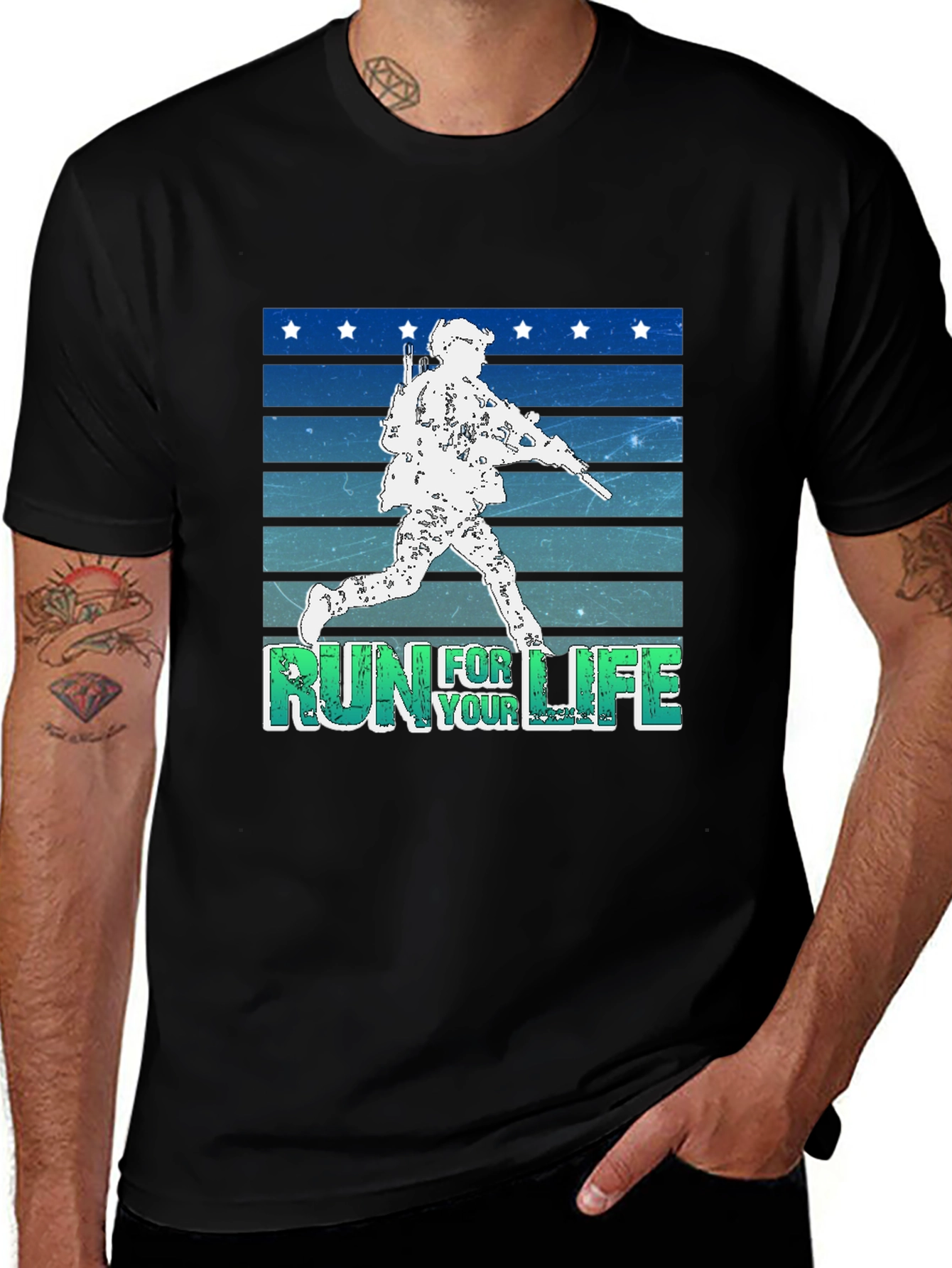 Variant 24 of Run for Your Life Graphic Tee - Military Style