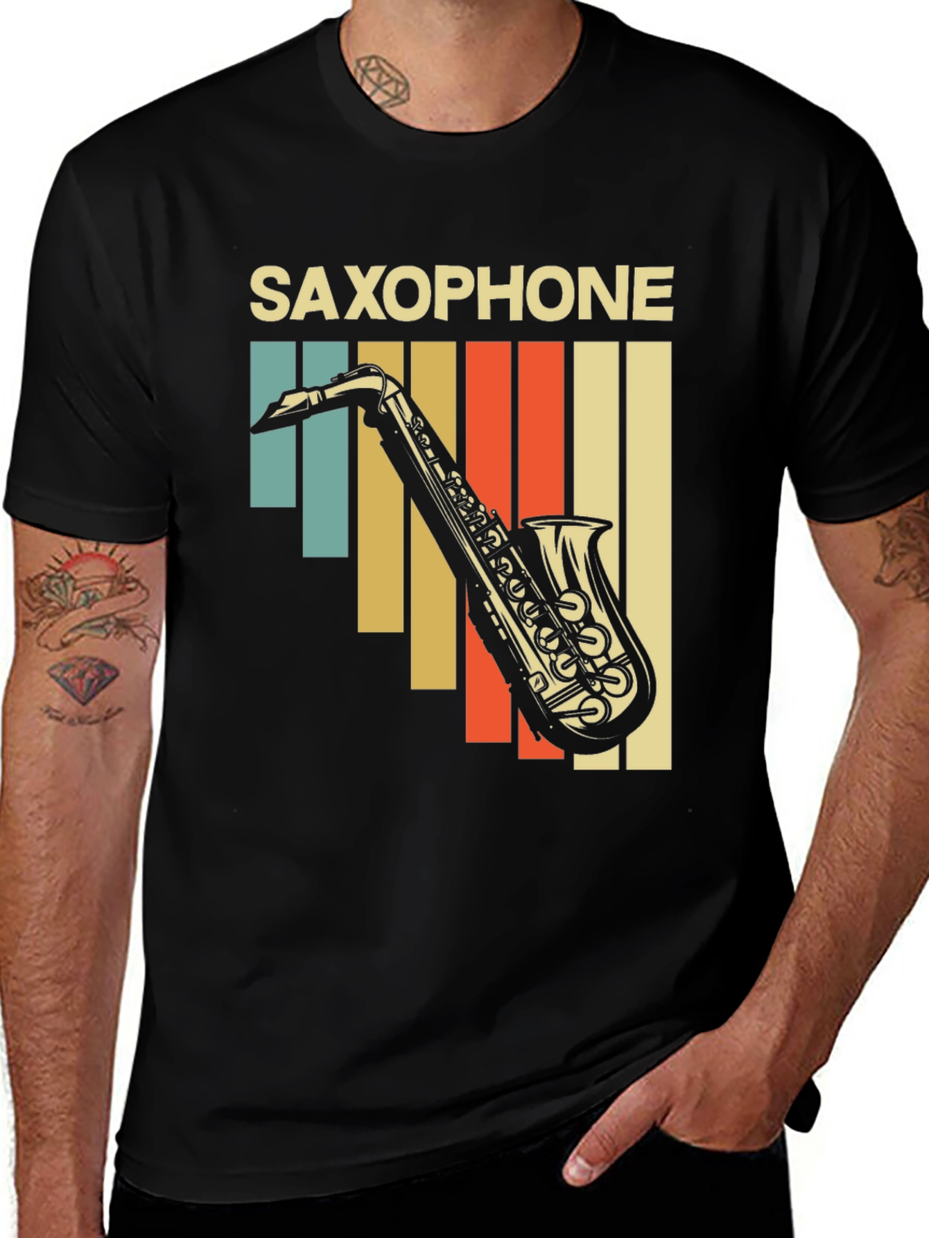 Variant 4 of Retro Saxophone Graphic T-Shirt - Vintage Style Music Tee