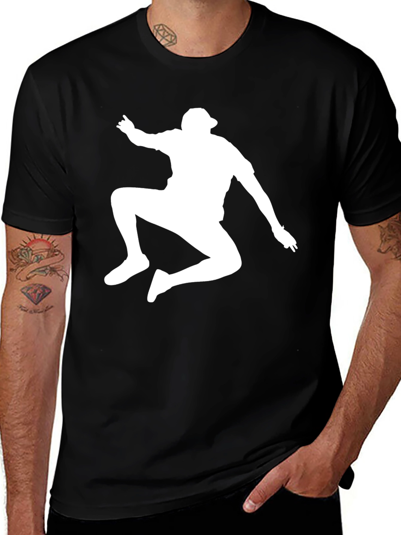 Variant 10 of Black T-Shirt with White Silhouette Man