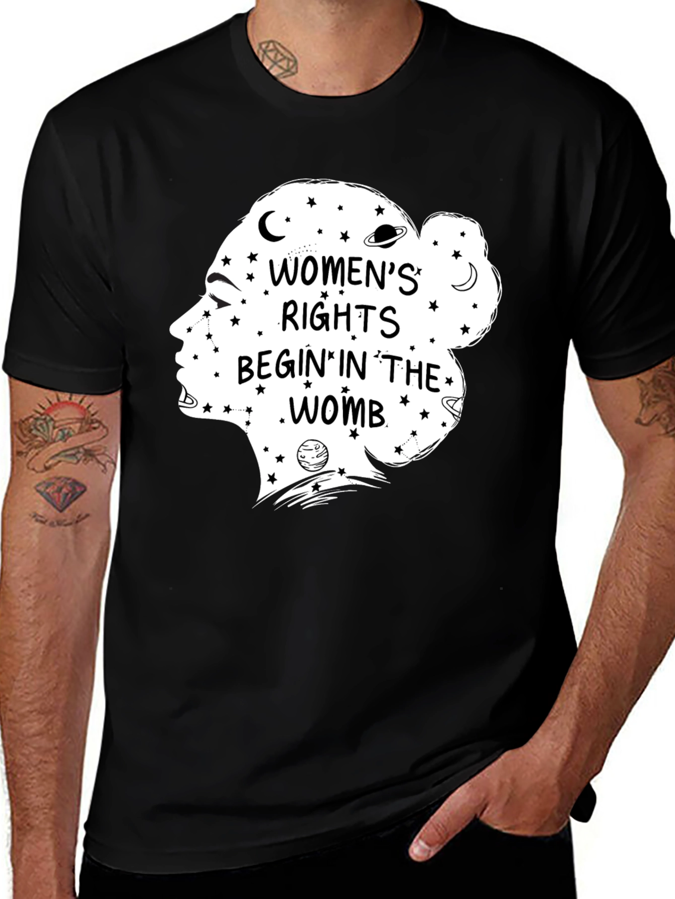 Variant 9 of Women's Rights Begin in The Womb Black Graphic T-Shirt