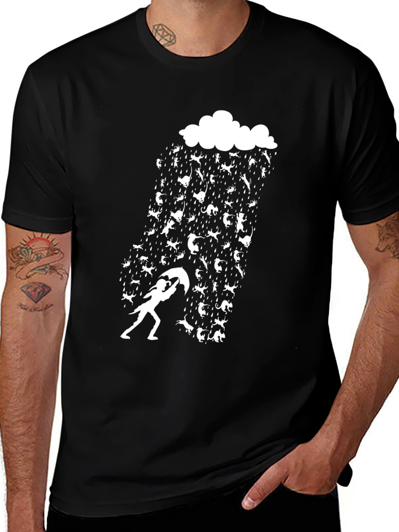 Variant 11 of Cats and Rain Funny Graphic Tee