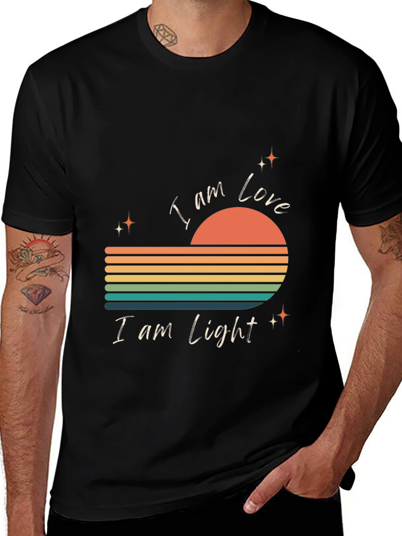 Black I Am Love I Am Light Retro Graphic Tee main image