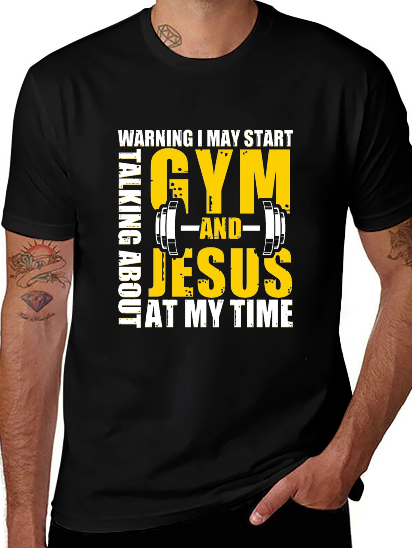 Variant 4 of Gym & Jesus T-Shirt - Black Graphic Tee