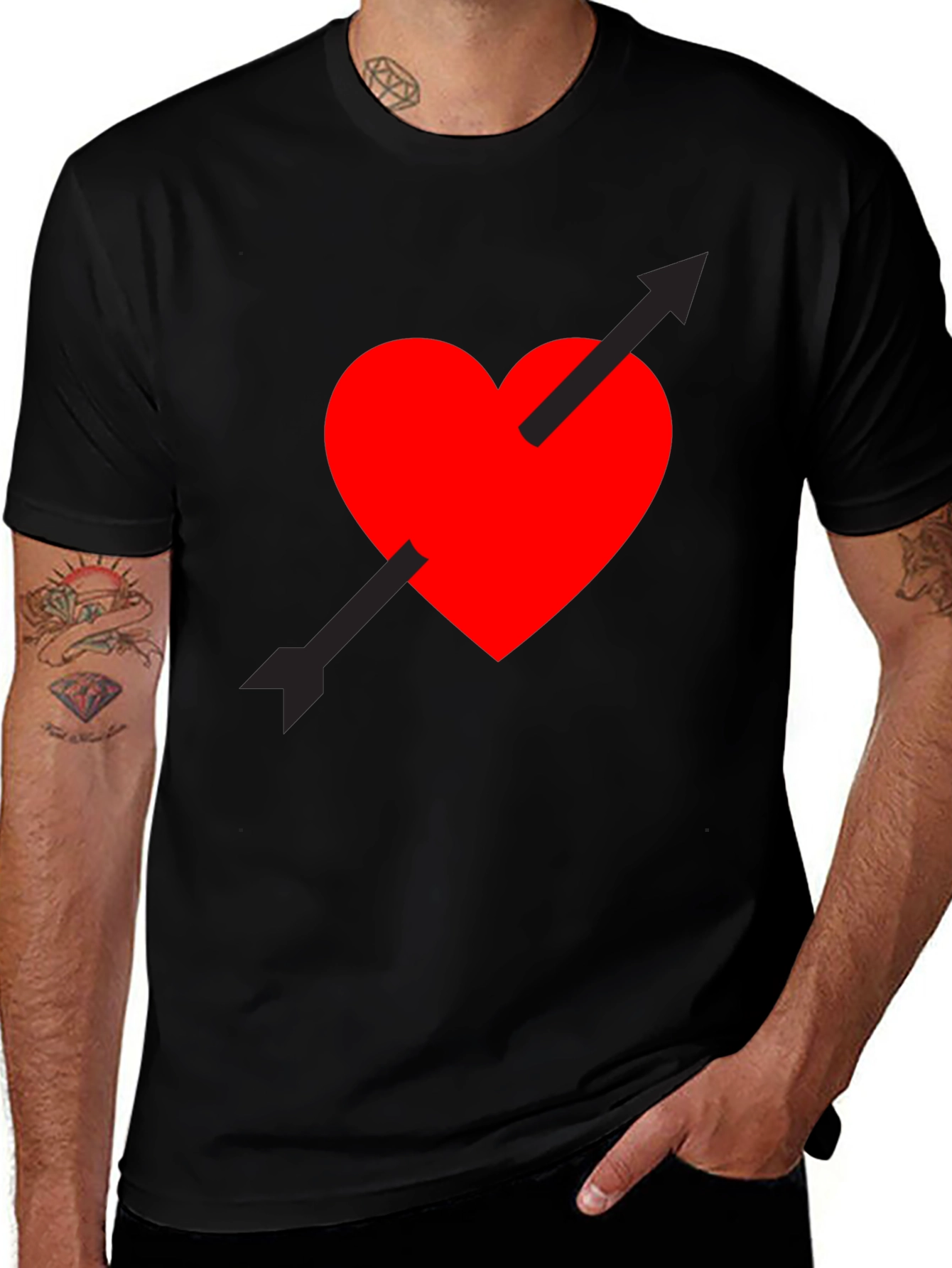 Variant 12 of Heart Arrow Graphic Tee - Black