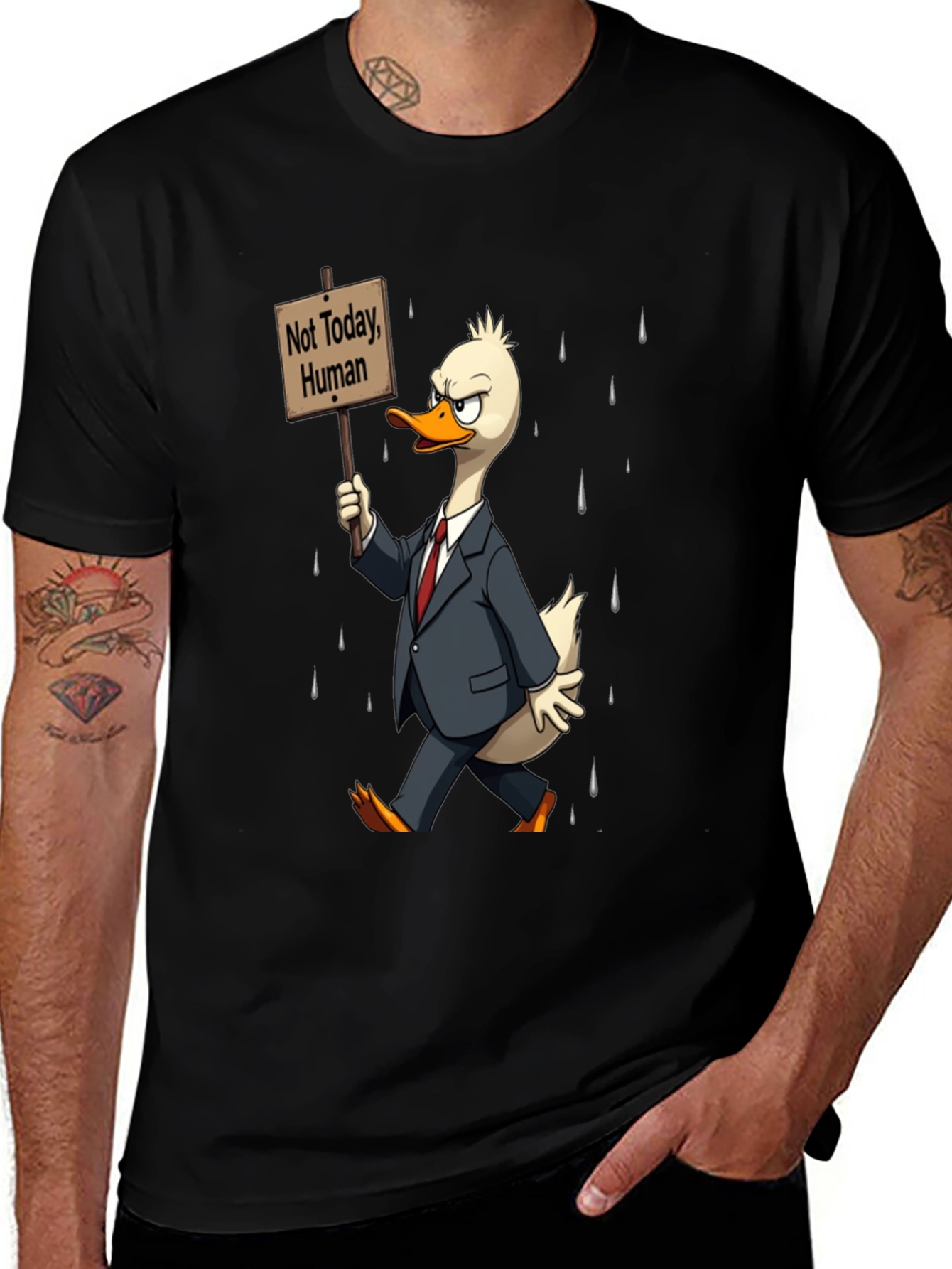Black Not Today Human T-Shirt - Funny Duck Protest main image