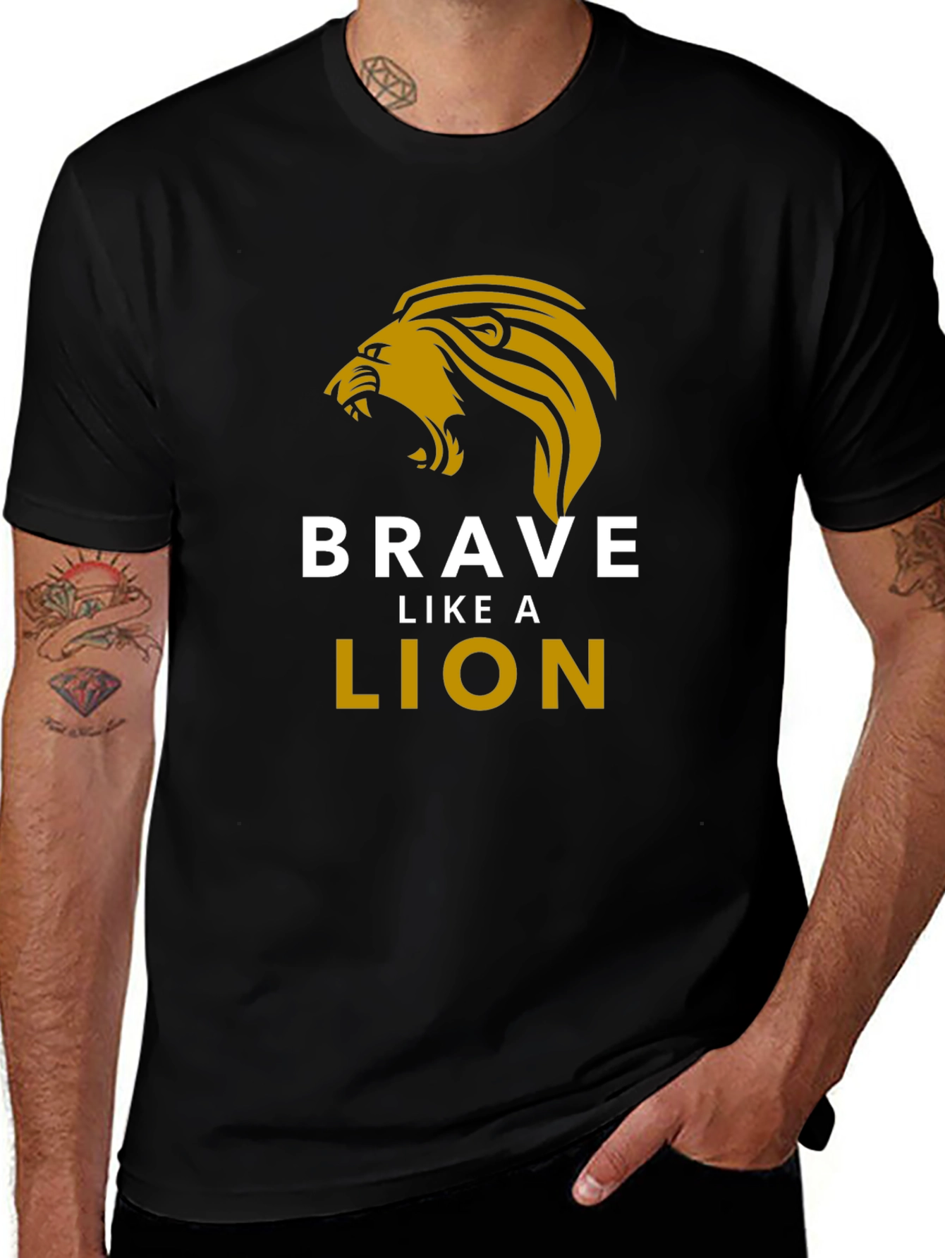 Variant 17 of Brave Like a Lion Graphic Tee - Black