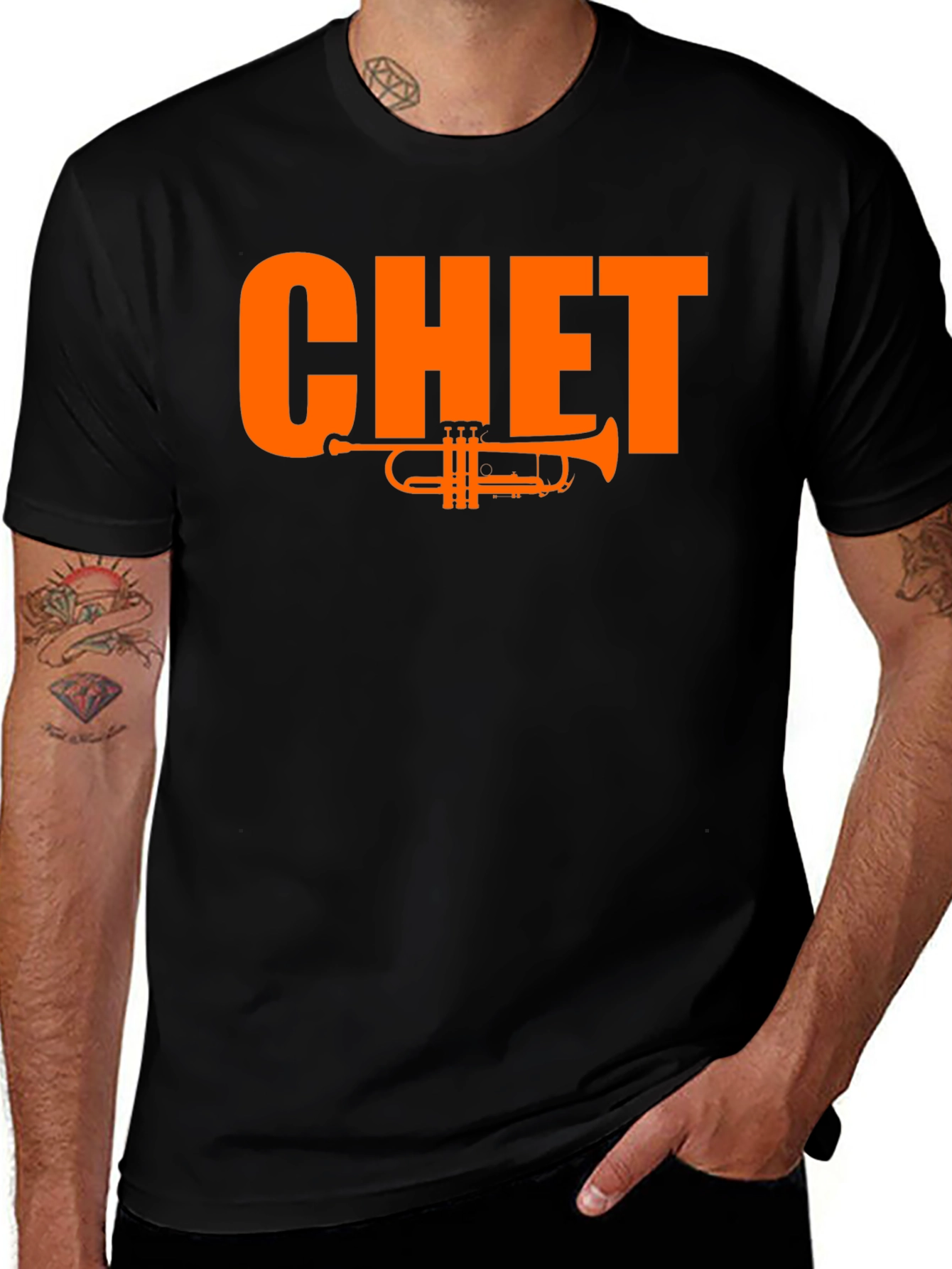 Variant 4 of Chet Trumpet Graphic Tee - Black Cotton T-Shirt
