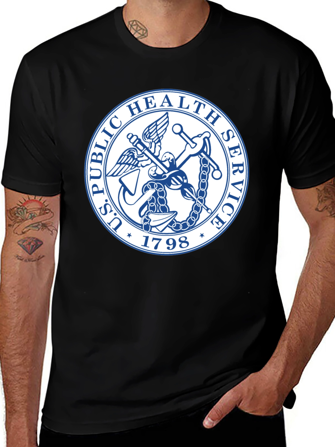 Variant 18 of US Public Health Service Seal Black T-Shirt
