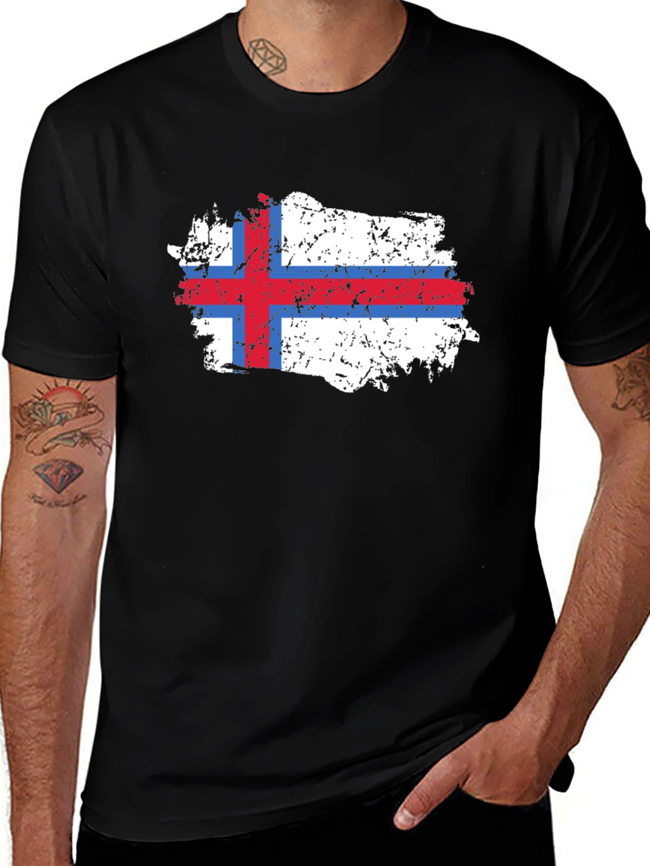 Faroe Islands Flag Distressed T-Shirt
