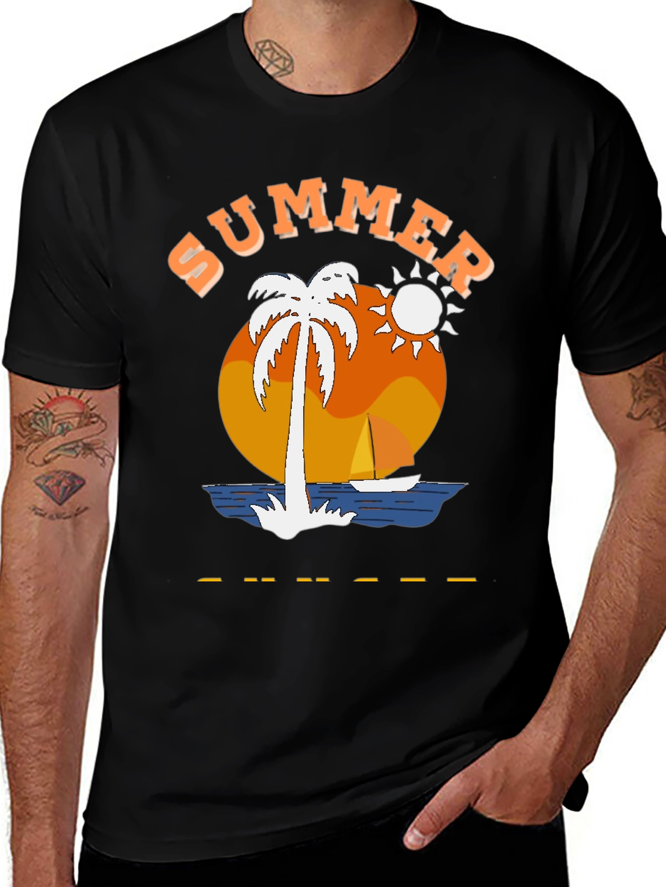 Variant 19 of Summer Vibes T-Shirt - Palm Tree Beach Graphic Tee