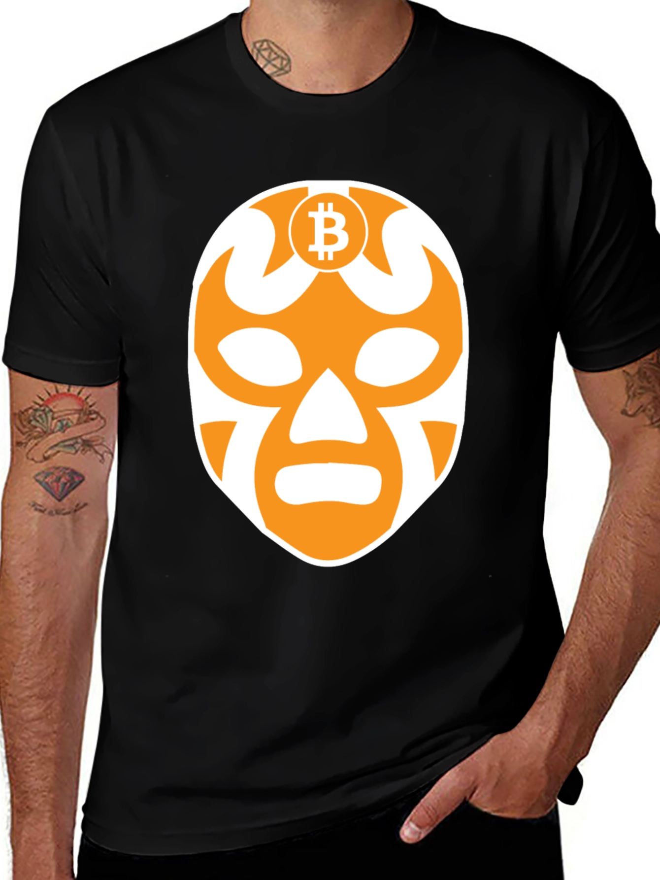 Variant 15 of Bitcoin Luchador Mask Graphic T-Shirt - Black