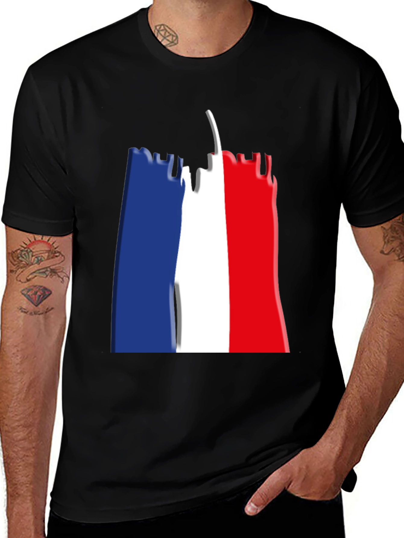 Variant 7 of Eiffel Tower French Flag Graphic T-Shirt