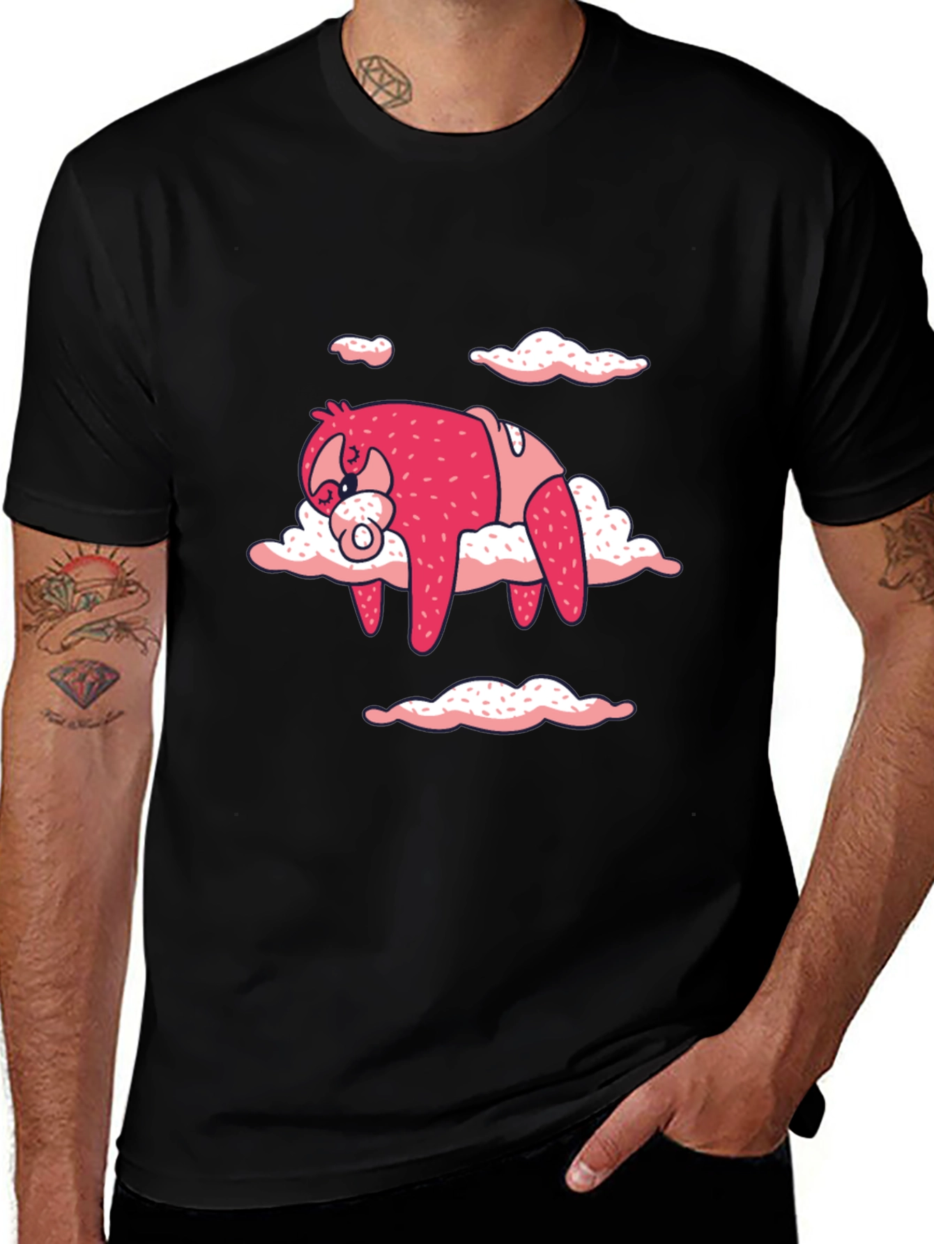 Variant 8 of Cute Sloth Cloud T-Shirt - Black