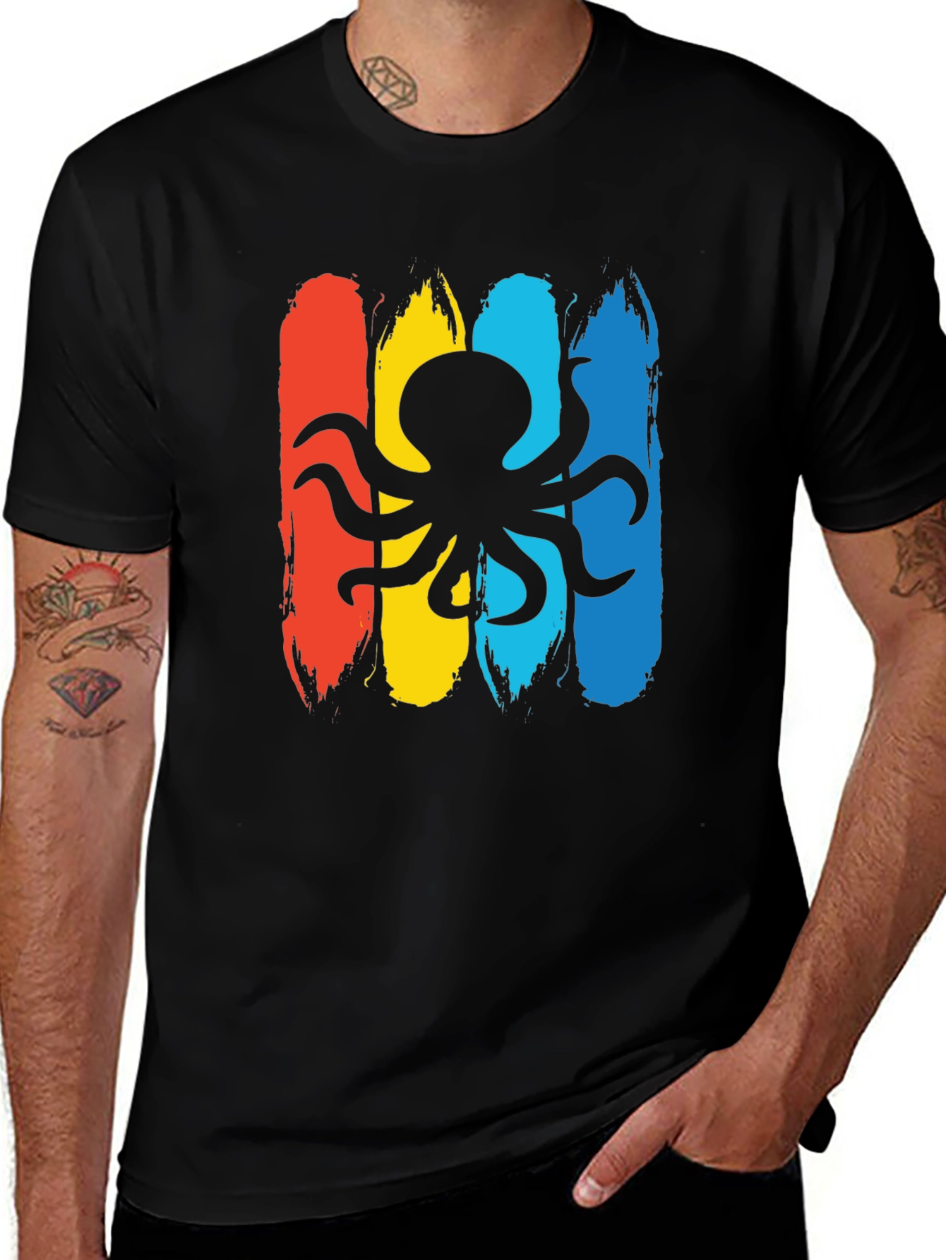 Variant 10 of Octopus Graphic Men's Black T-Shirt
