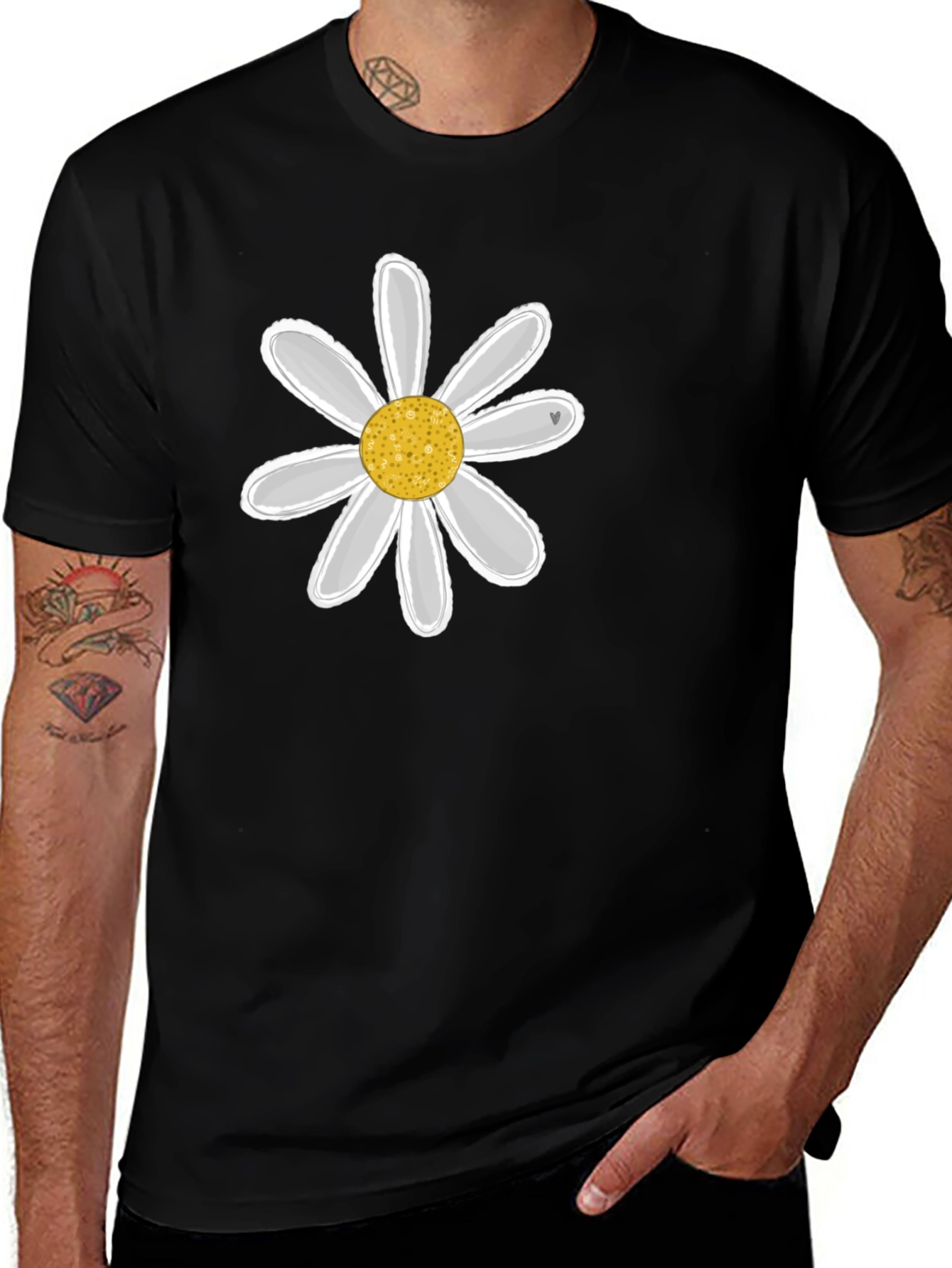 Variant 4 of Daisy Graphic Black Tee