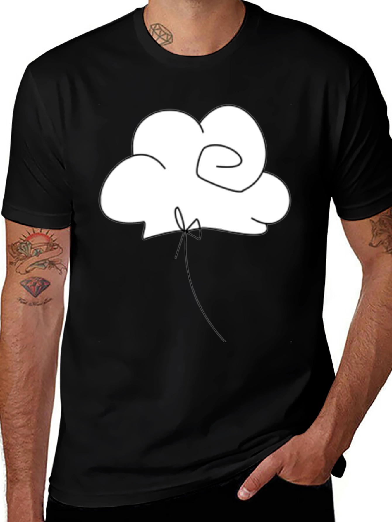 Minimalist Cloud Balloon Black T-Shirt