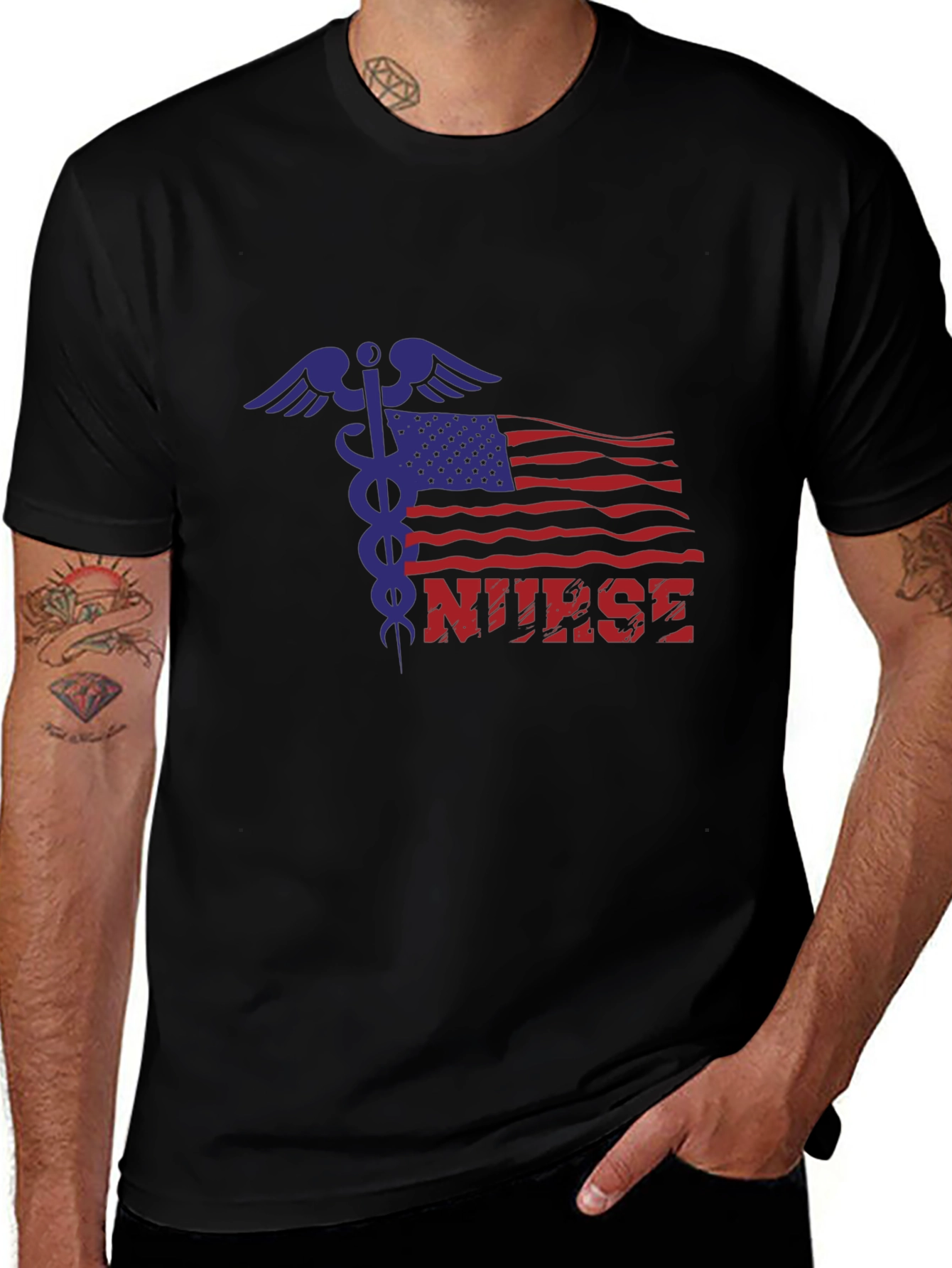 Variant 15 of Nurse American Flag Graphic T-Shirt