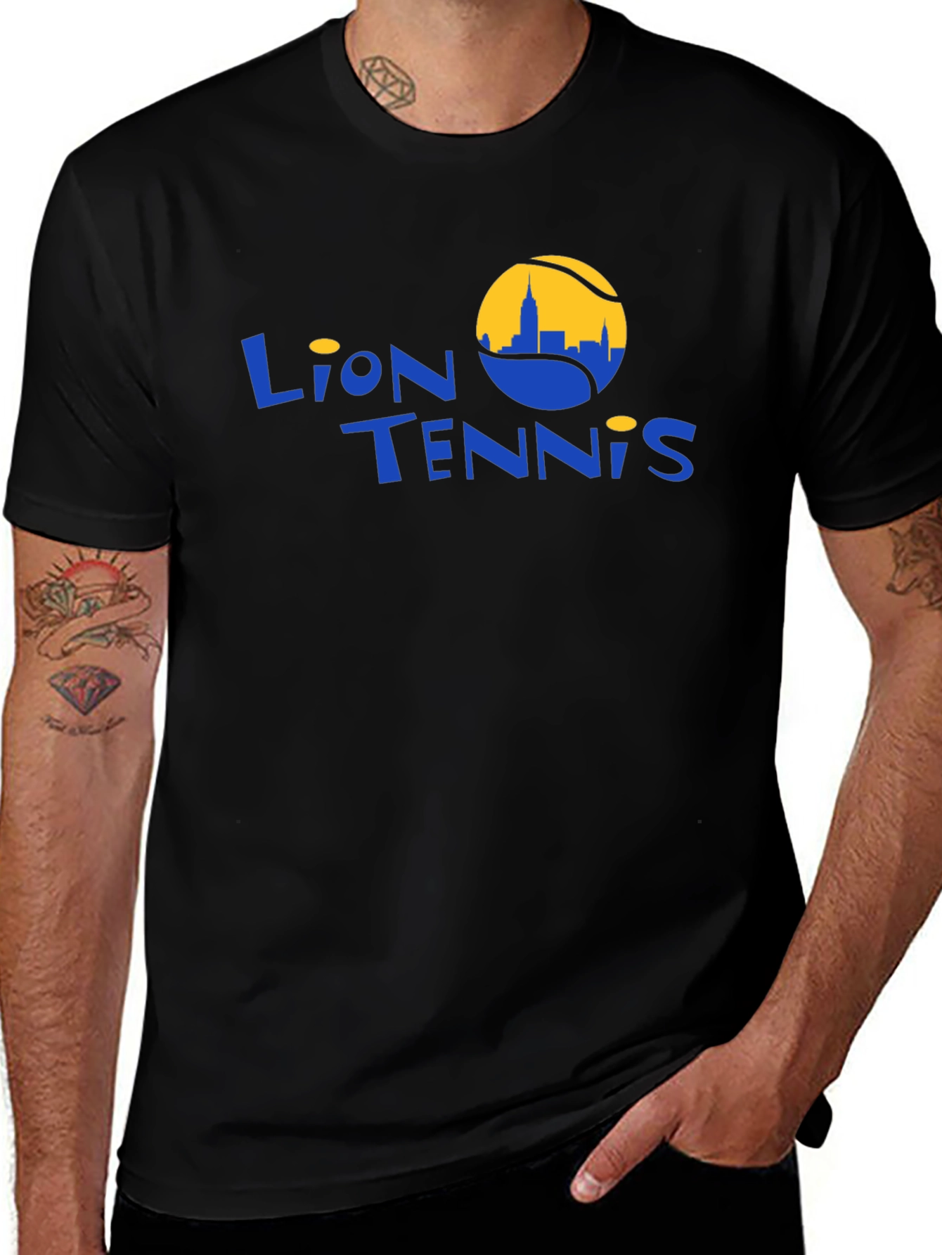 Variant 26 of Lion Tennis Black Graphic T-Shirt