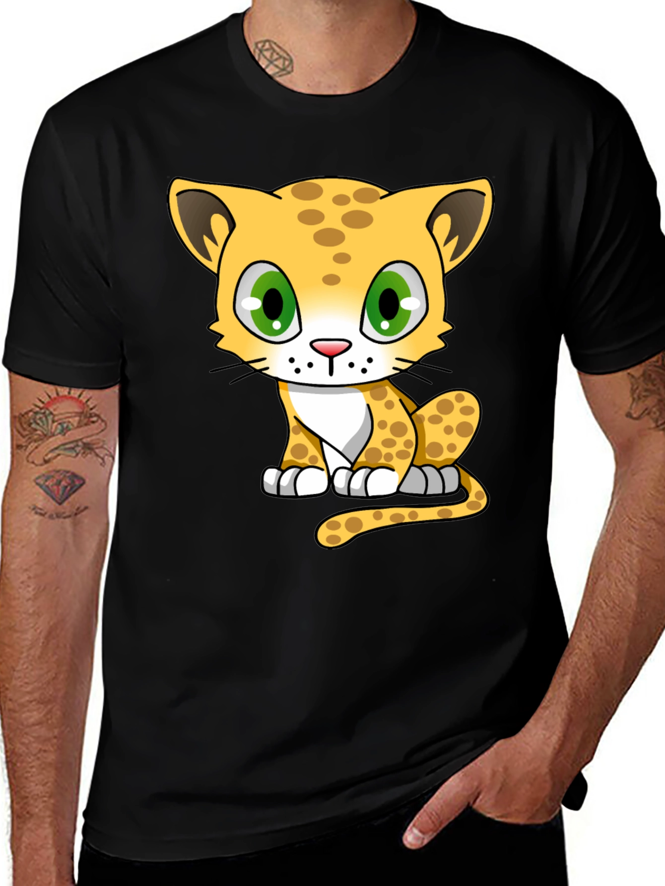 Cute Cartoon Leopard Graphic T-Shirt - Unisex