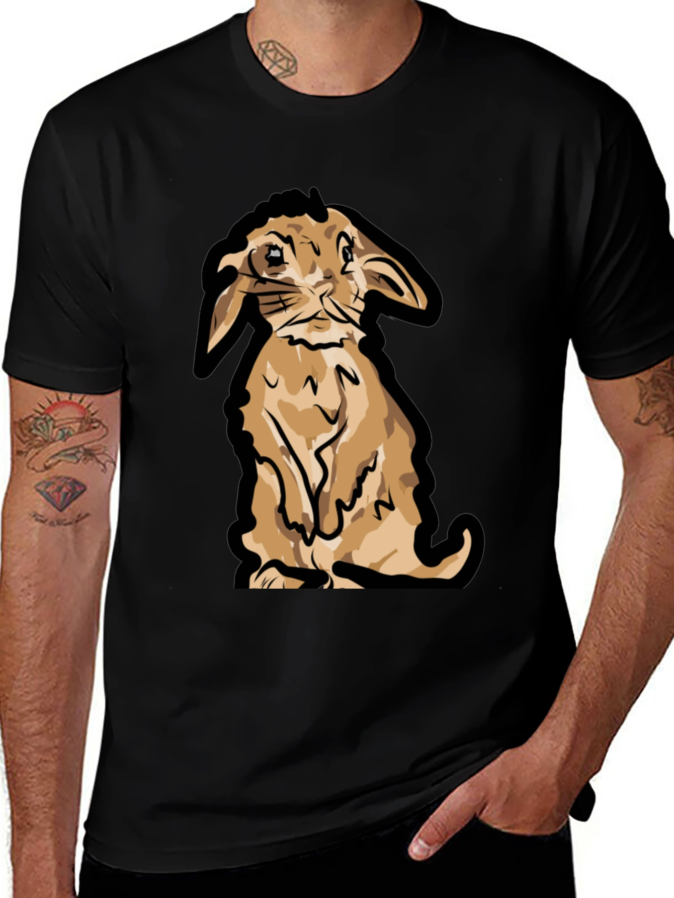 Variant 9 of Cute Bunny Graphic T-Shirt - Black