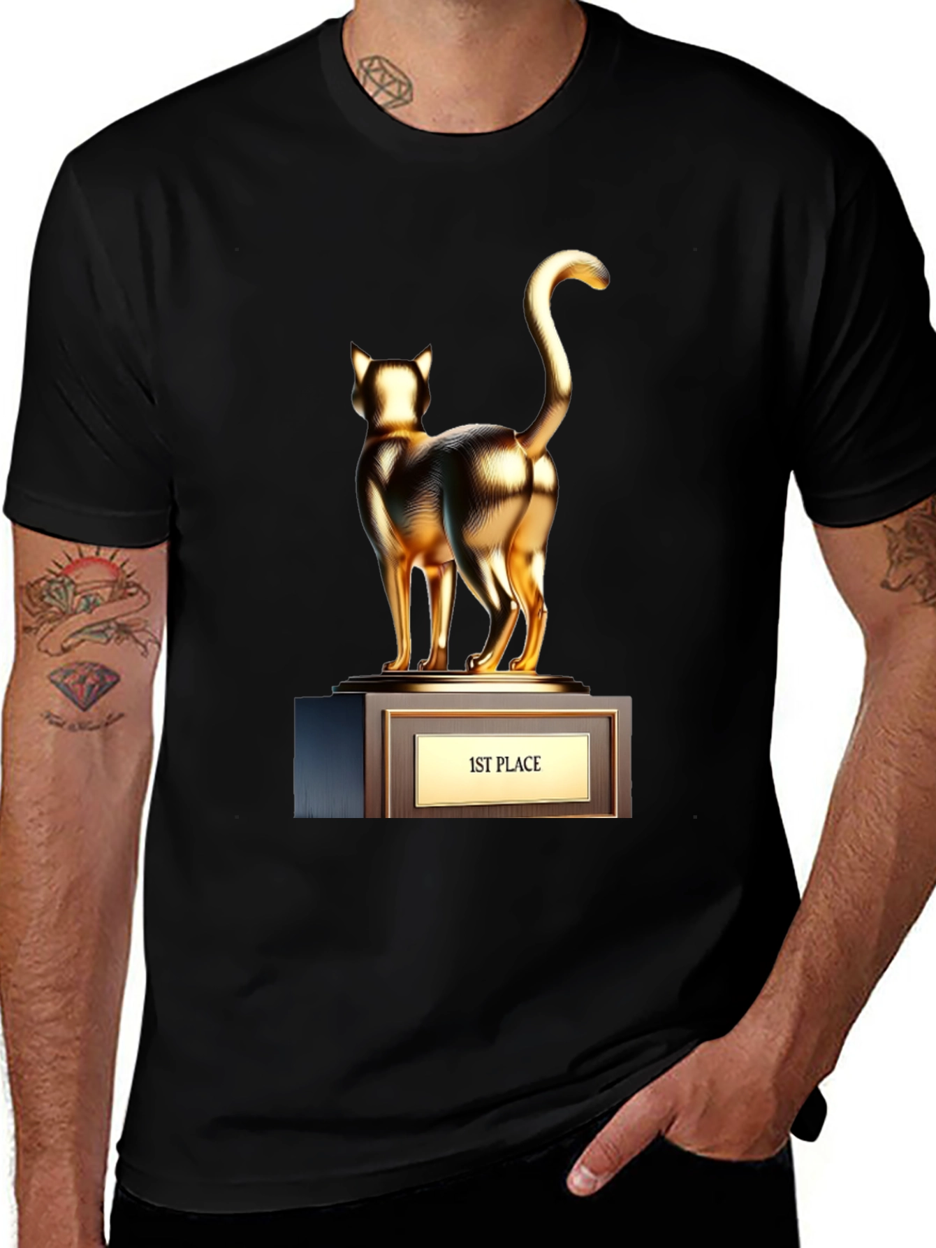 Variant 25 of First Place Cat Trophy Black T-Shirt