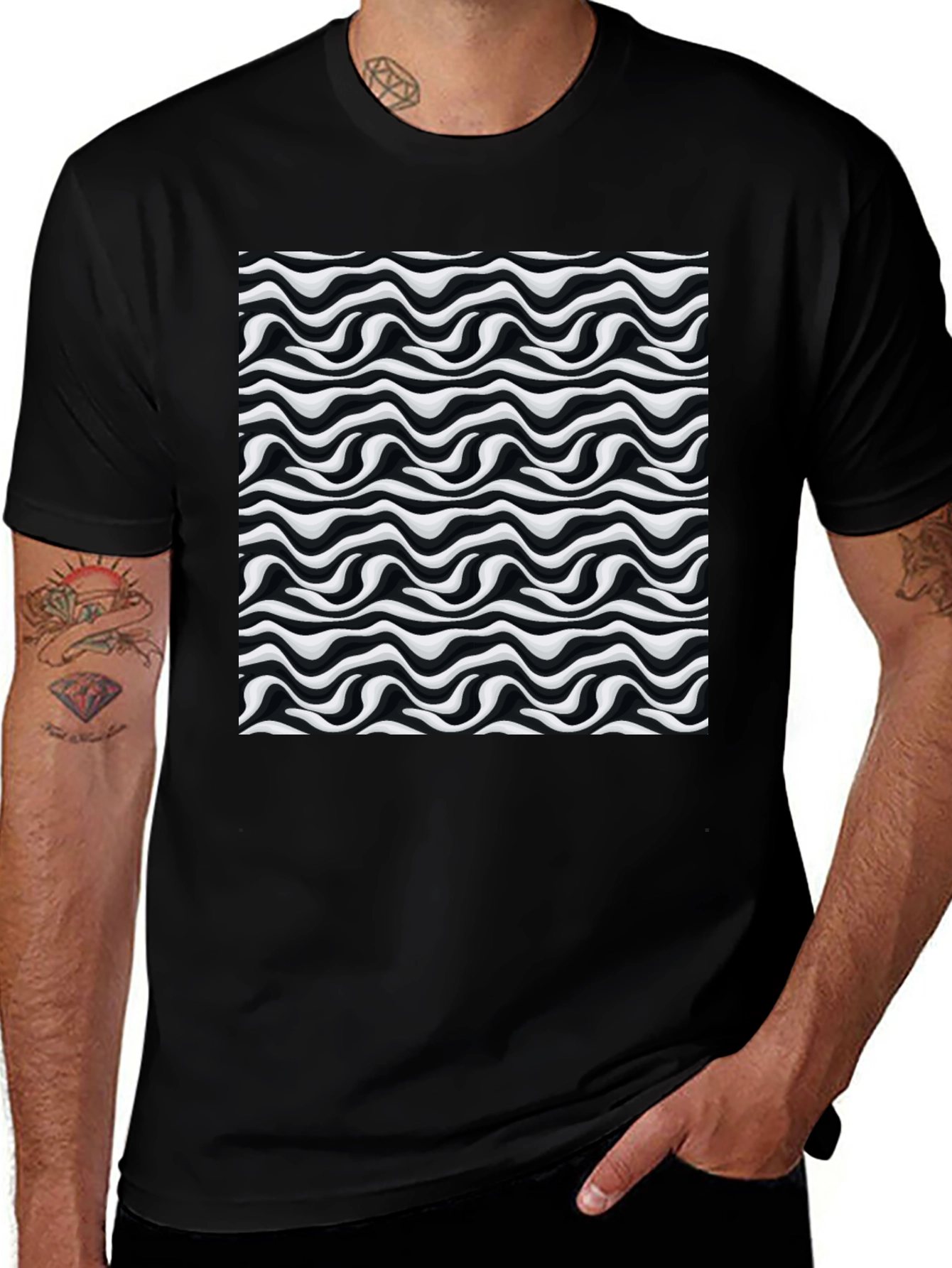 Variant 26 of Abstract Wave Black T-Shirt