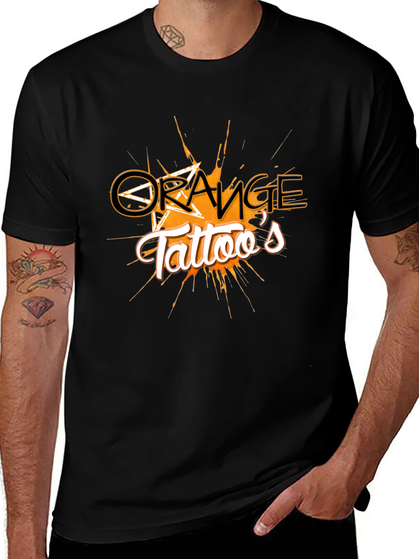 Variant 7 of Orange Tattoos Graphic Black Tee