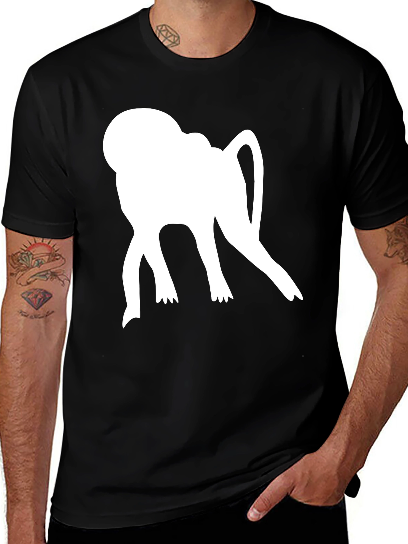 Variant 22 of Monkey Silhouette Graphic Tee - Casual Style
