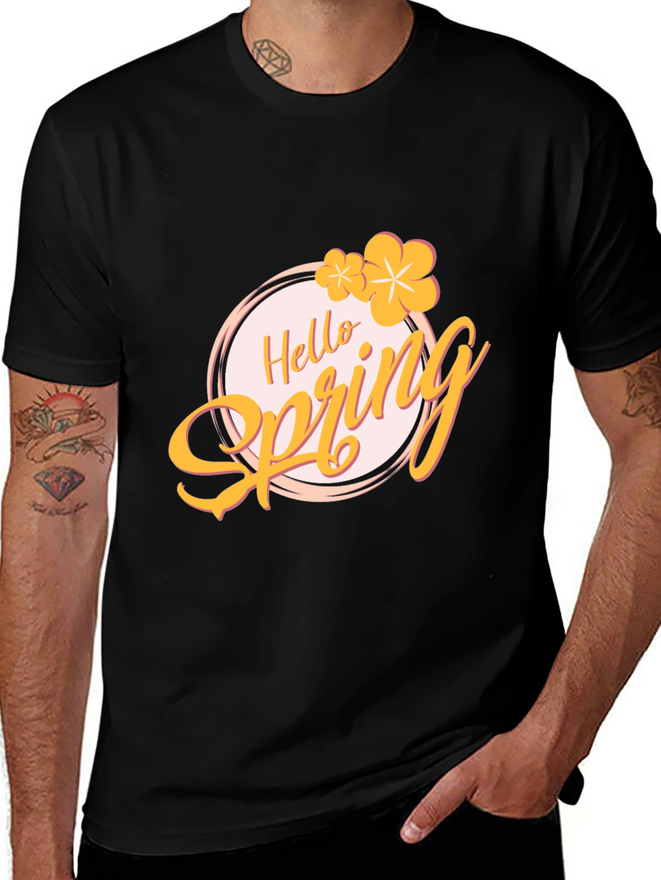 Hello Spring Black T-Shirt