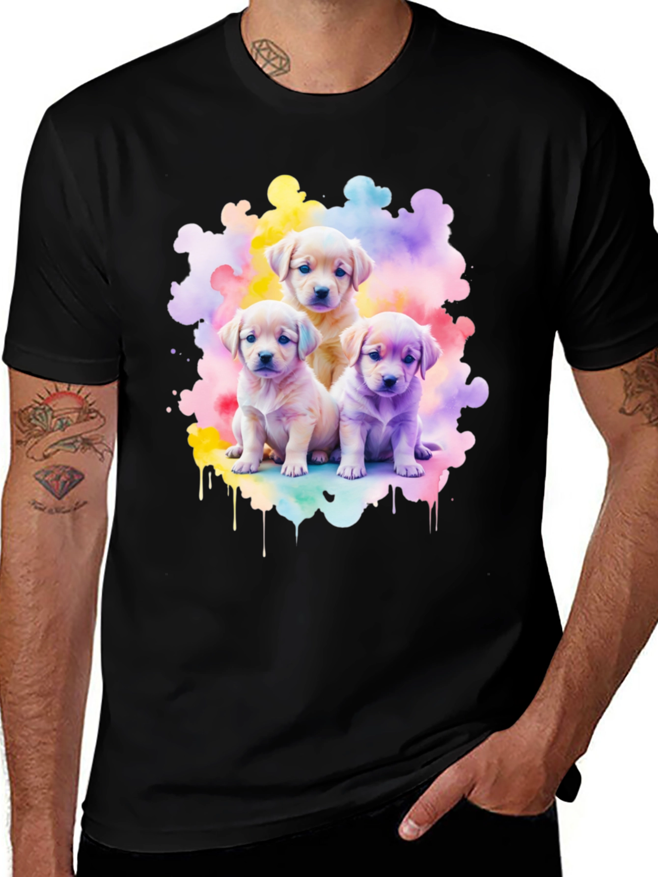 Variant 16 of Cute Puppy T-Shirt - Watercolor Design