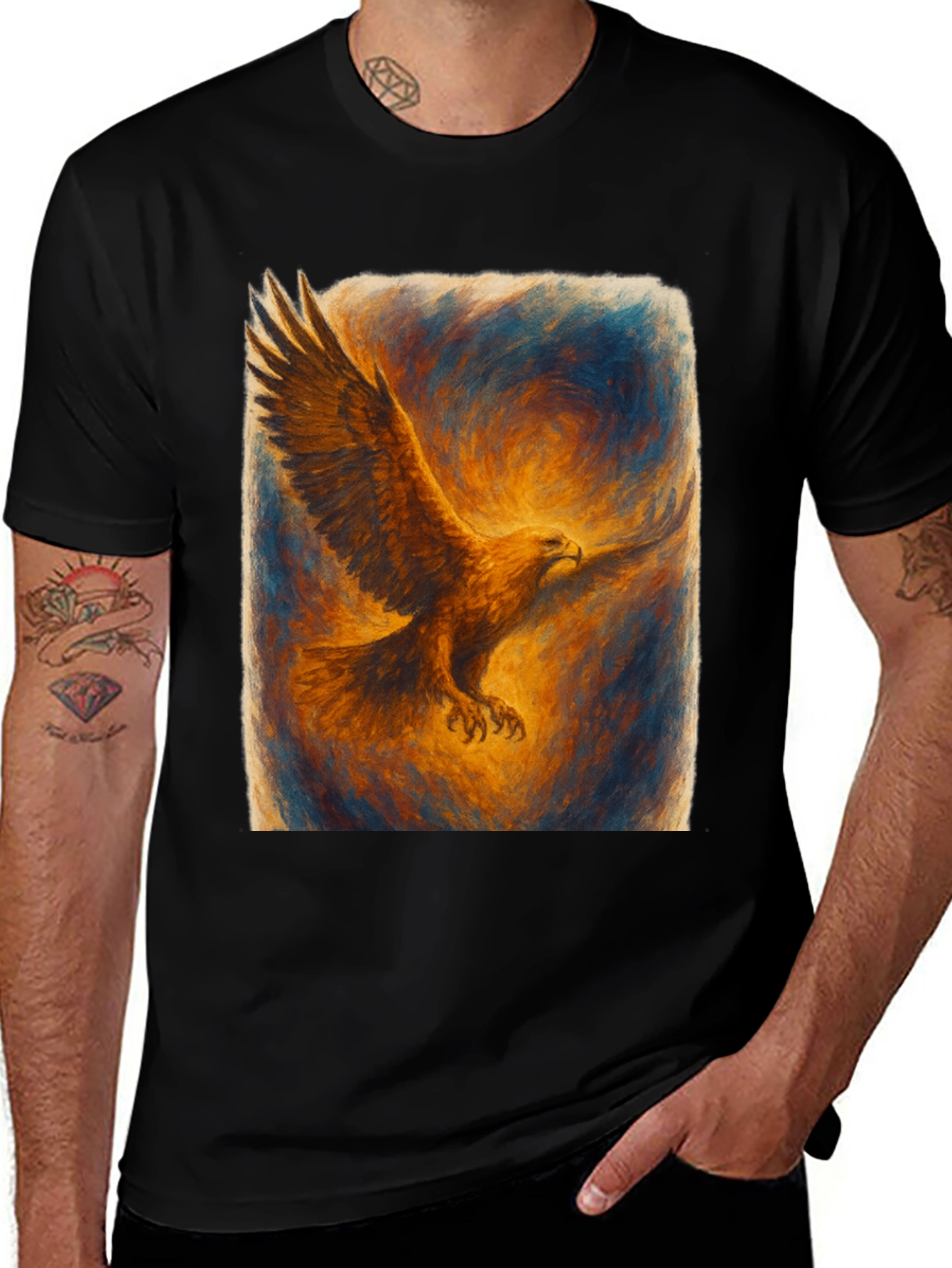 Variant 20 of Eagle Art Print Black T-Shirt