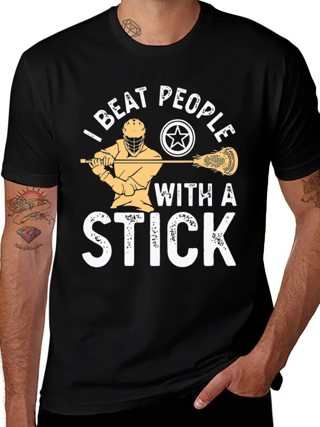 Variant 30 of I Beat People With A Stick Funny Lacrosse T-Shirt