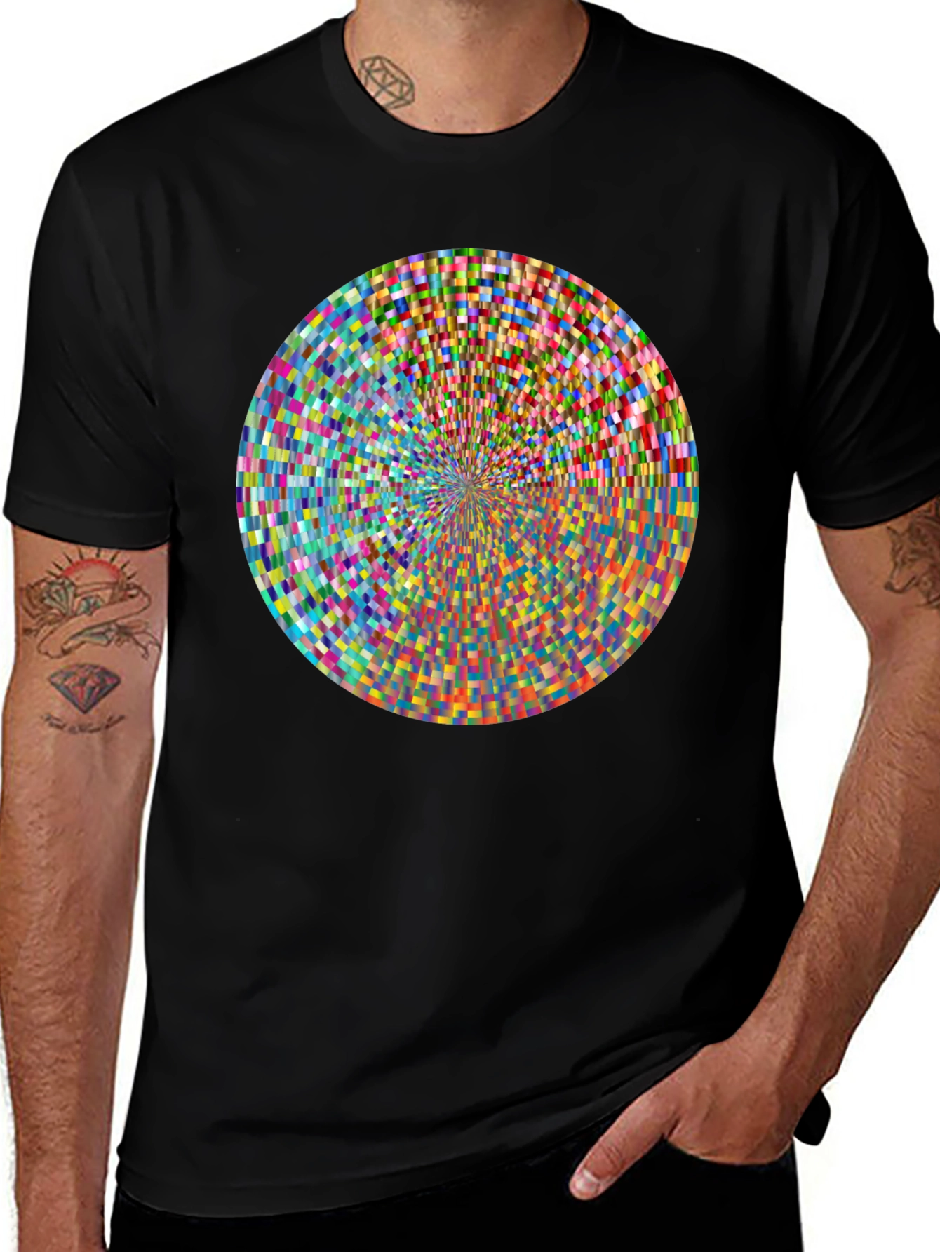 Variant 14 of Geometric Pixel Circle Graphic Print T-Shirt