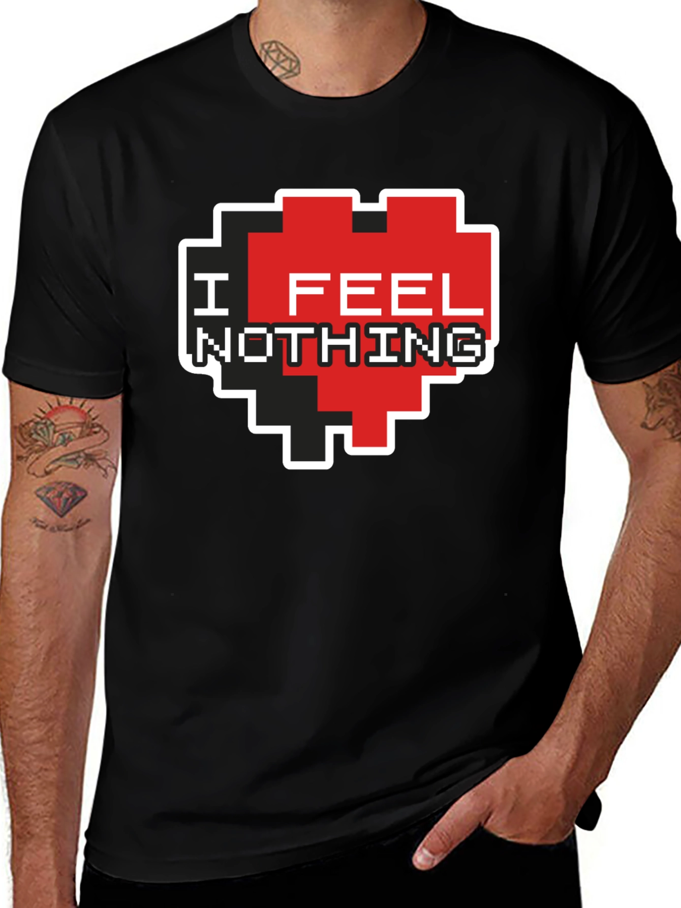 Variant 24 of I Feel Nothing Pixel Heart T-Shirt - Black
