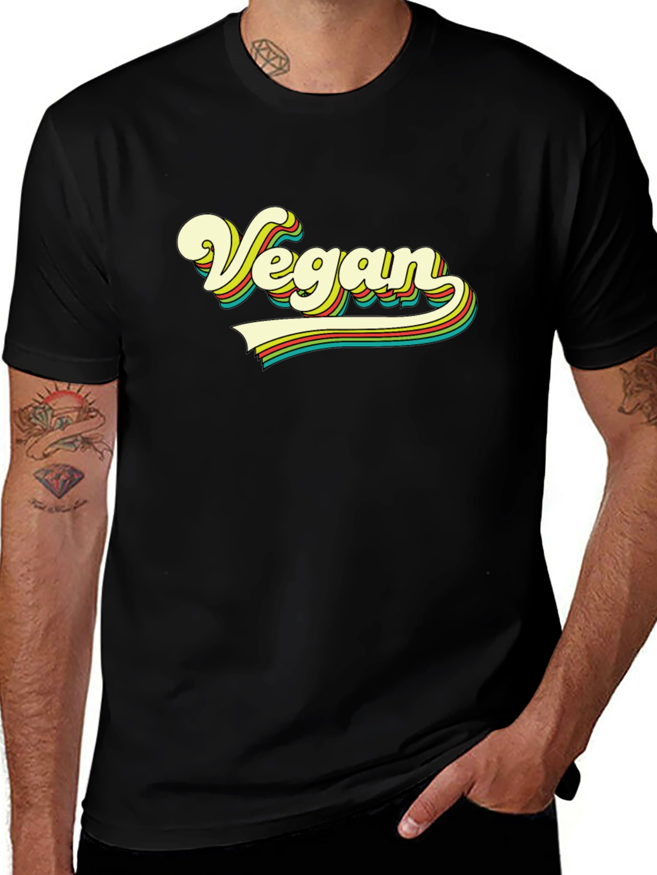 Retro Vegan T-Shirt - Black Tee