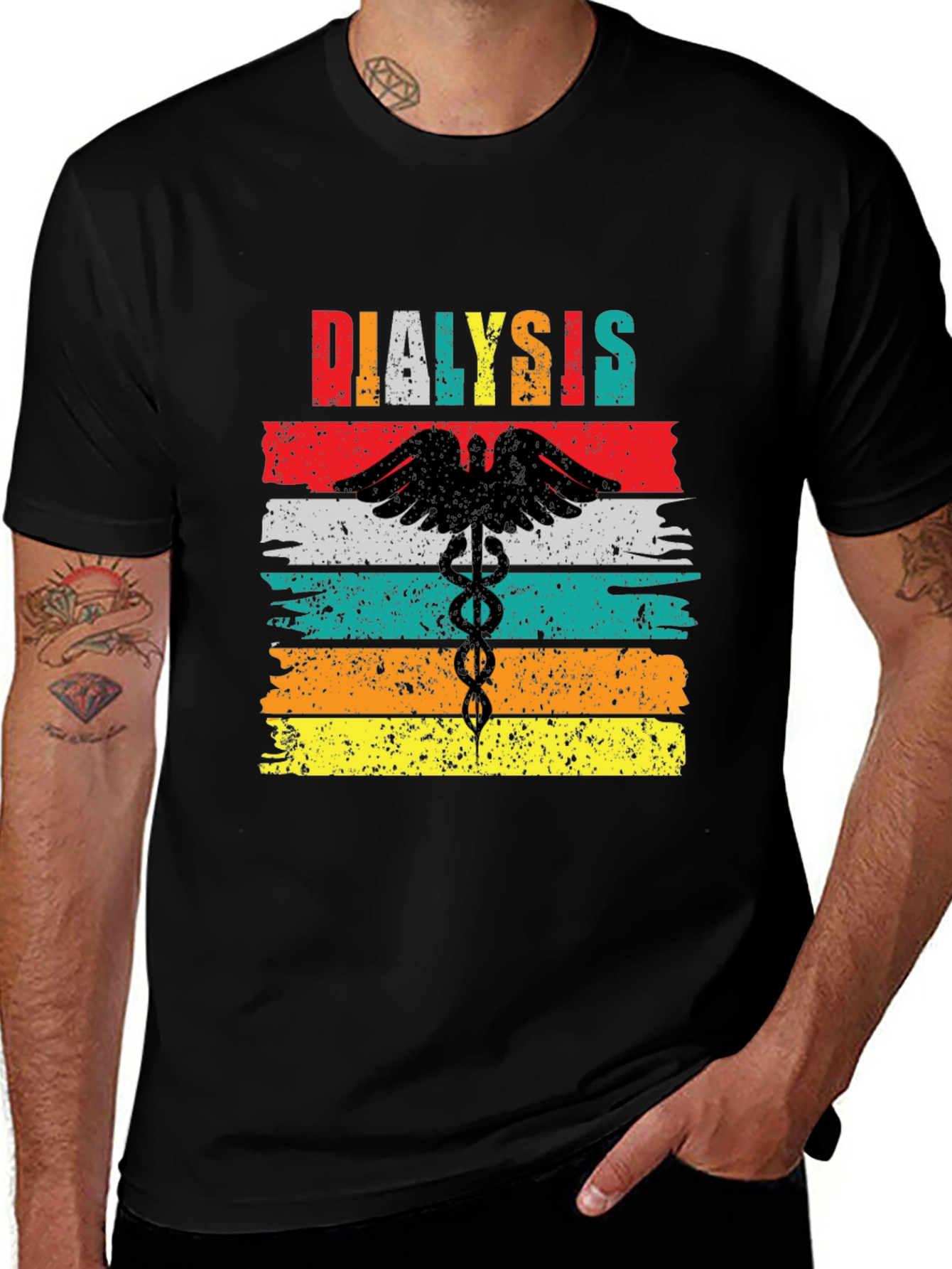Variant 16 of Dialysis Caduceus Retro Style T-Shirt