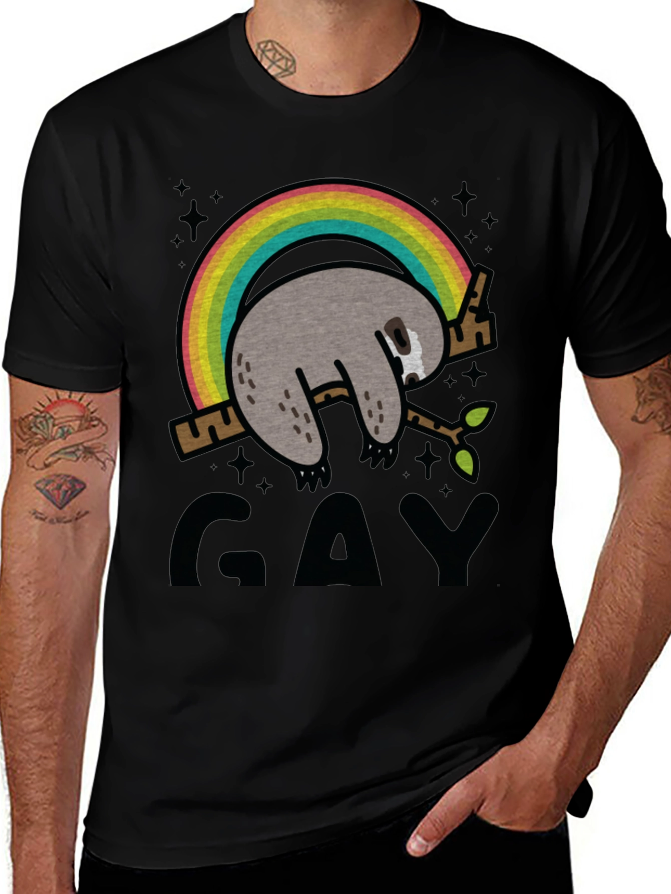 Variant 19 of Gay Sloth Rainbow Graphic T-Shirt