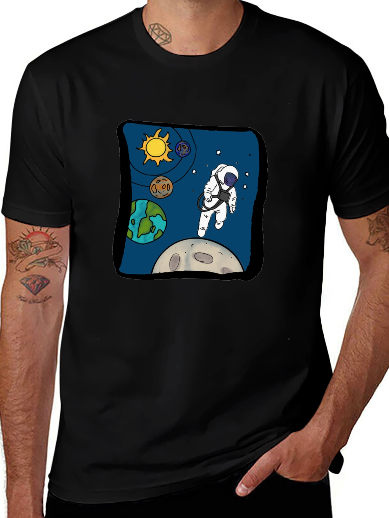 Variant 24 of Astronaut in Space Graphic Tee - Cool Black T-Shirt