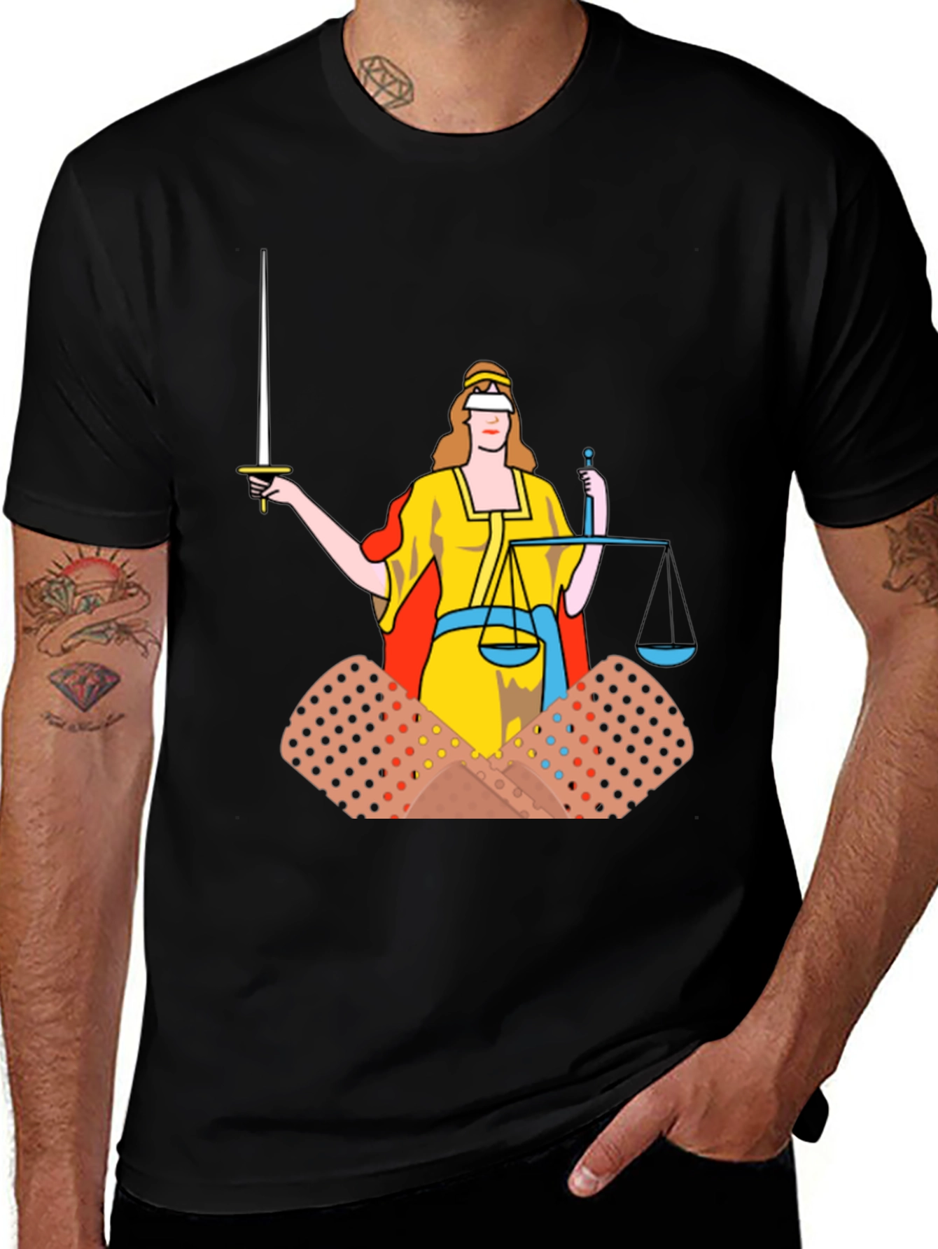 Justice T-Shirt: Bandage Edition Black Cotton Tee