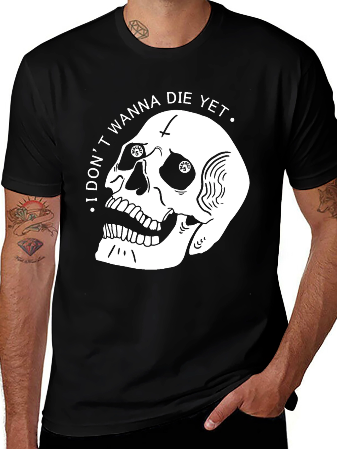 Variant 4 of Skull Graphic Print Black T-Shirt