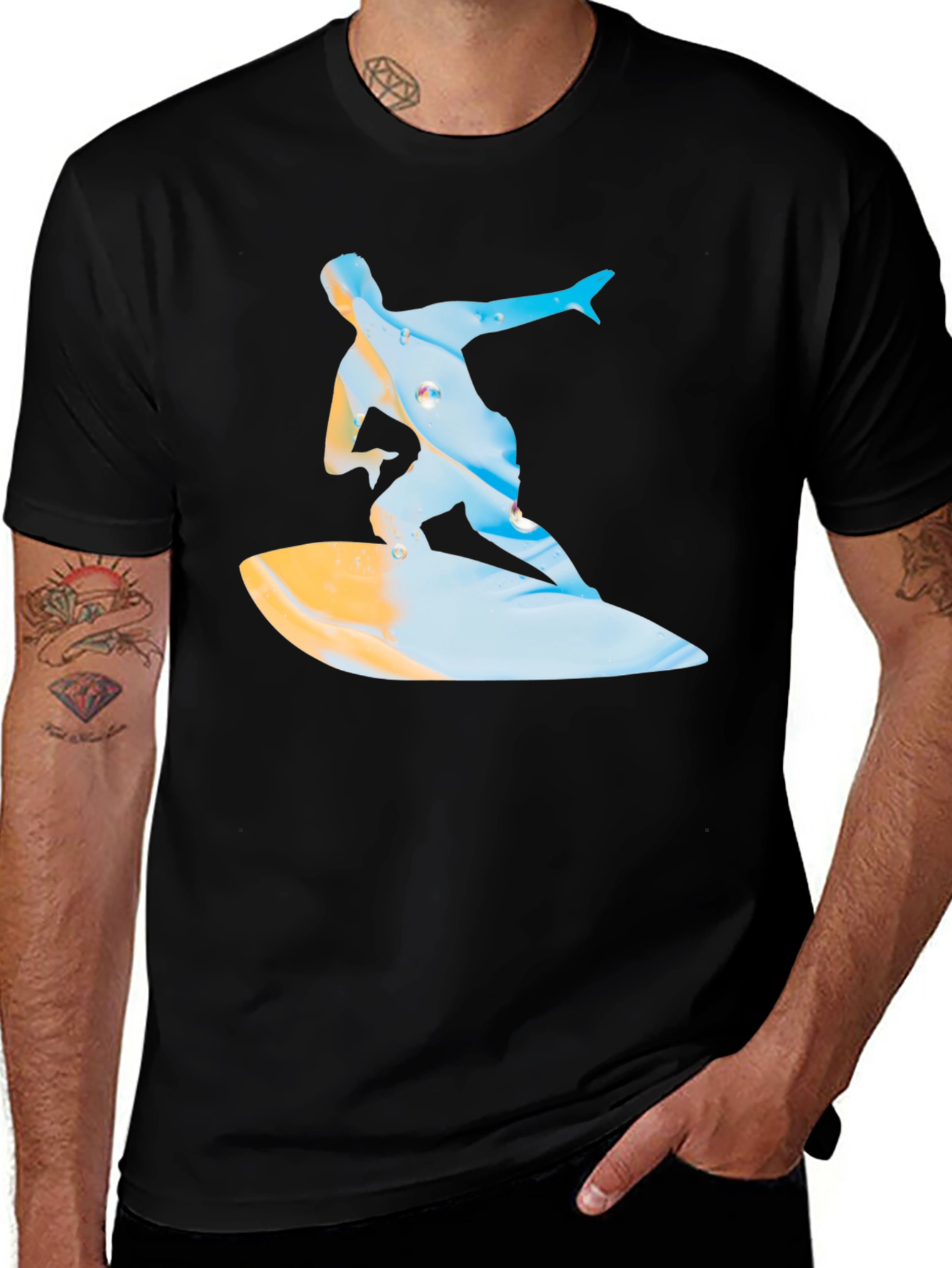 Variant 24 of Surfing Graphic T-Shirt - Black Casual Tee