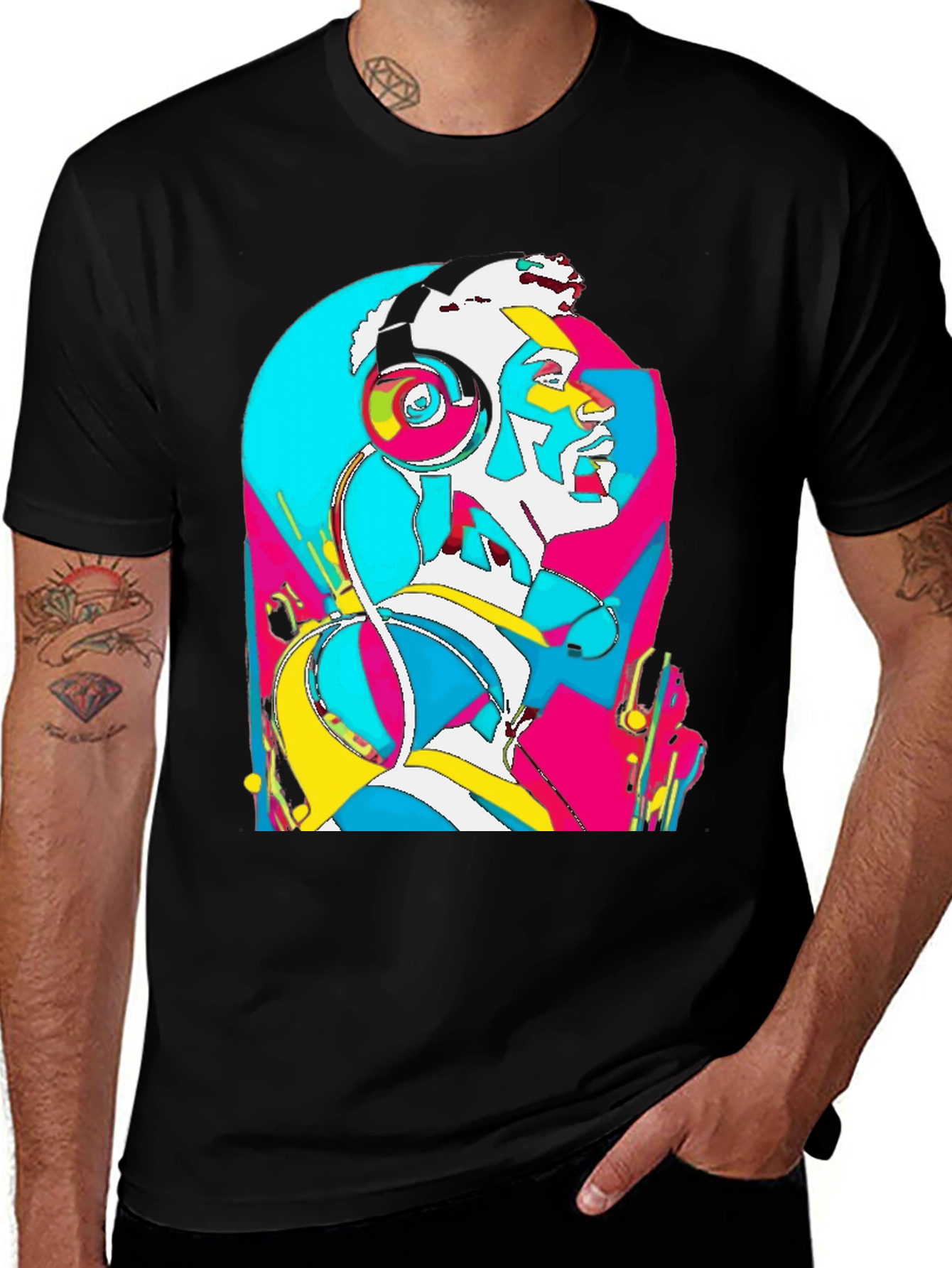 Variant 23 of Abstract Art Headphones Black T-Shirt