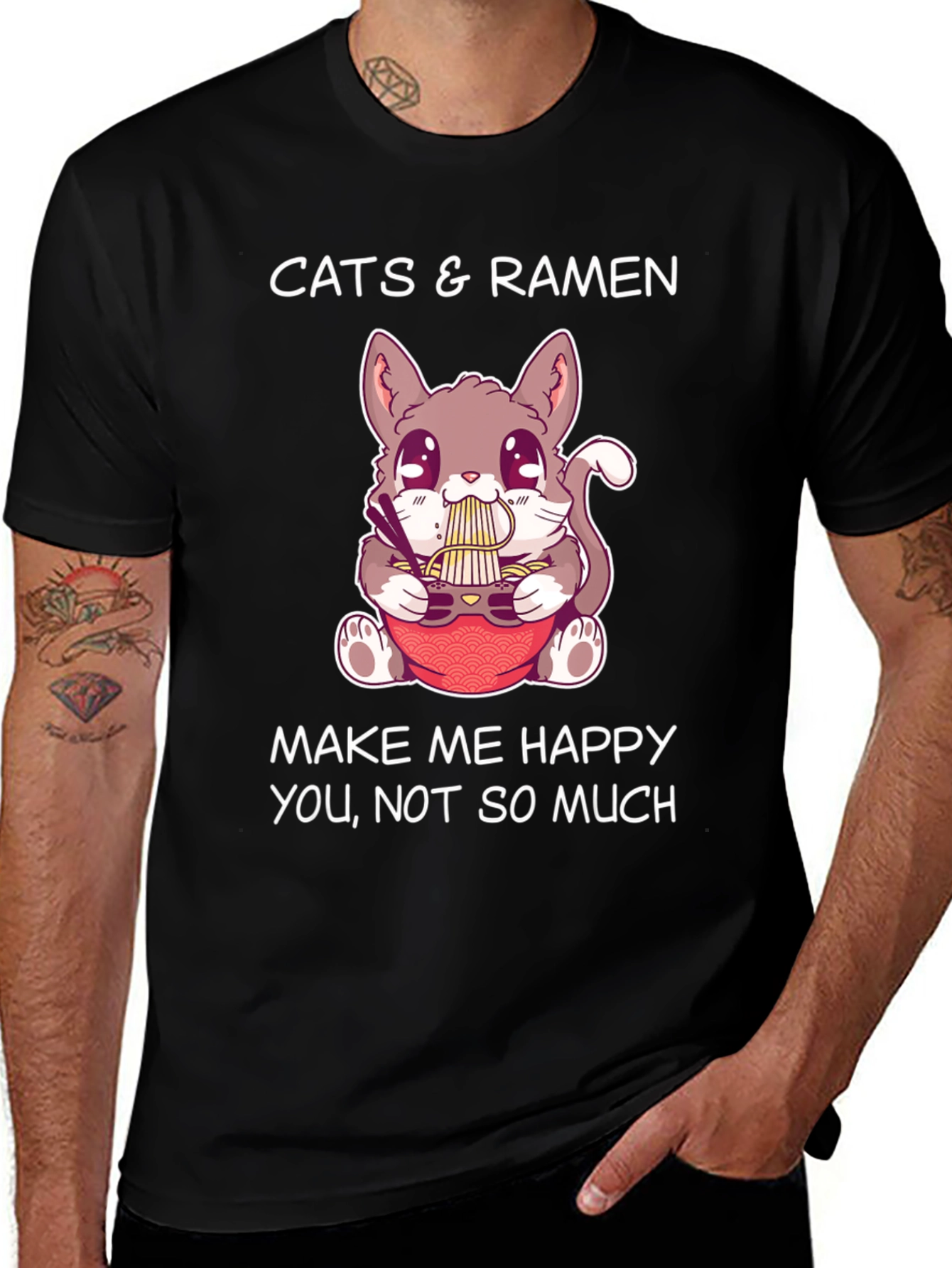 Cats & Ramen T-Shirt: Cute Anime Kawaii Design